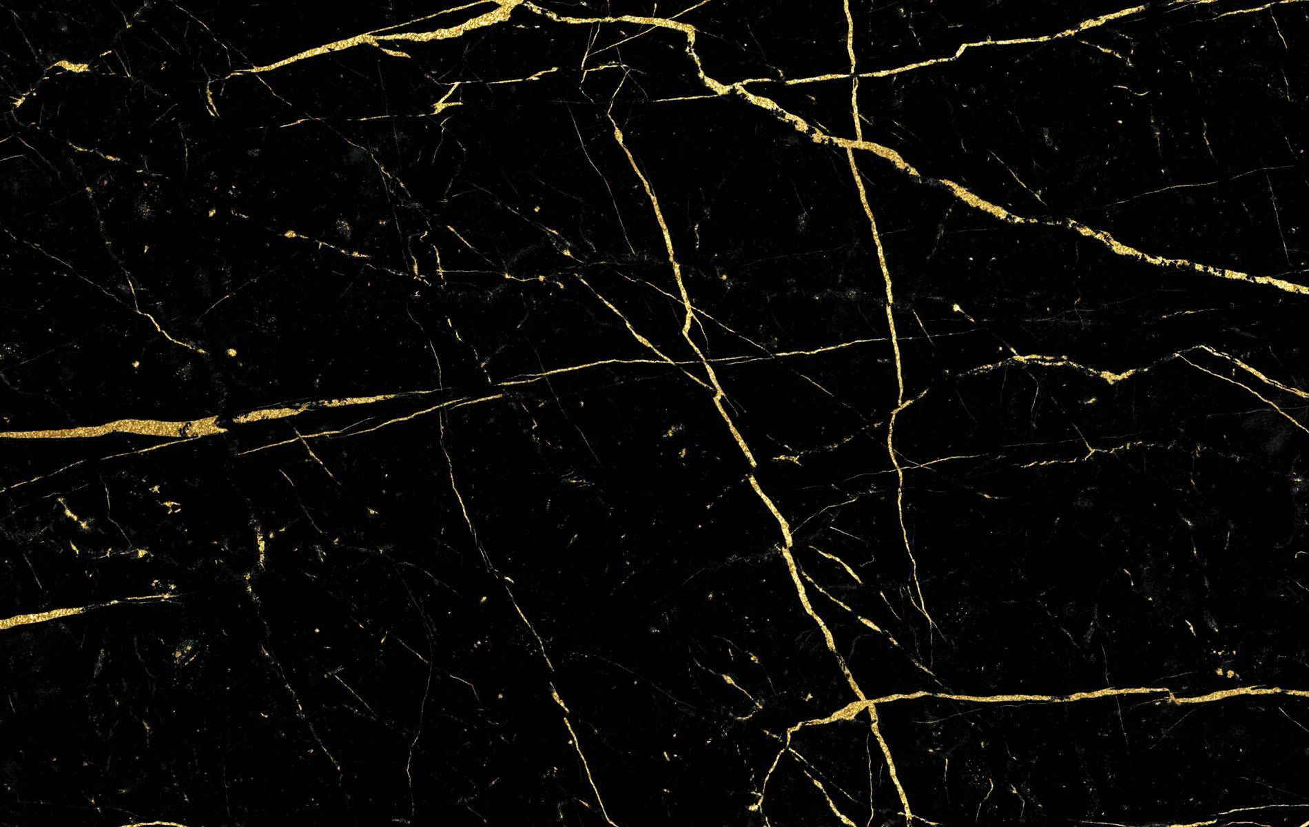 Caption: Exquisite Black Marble Iphone Background With Gold Veins Background