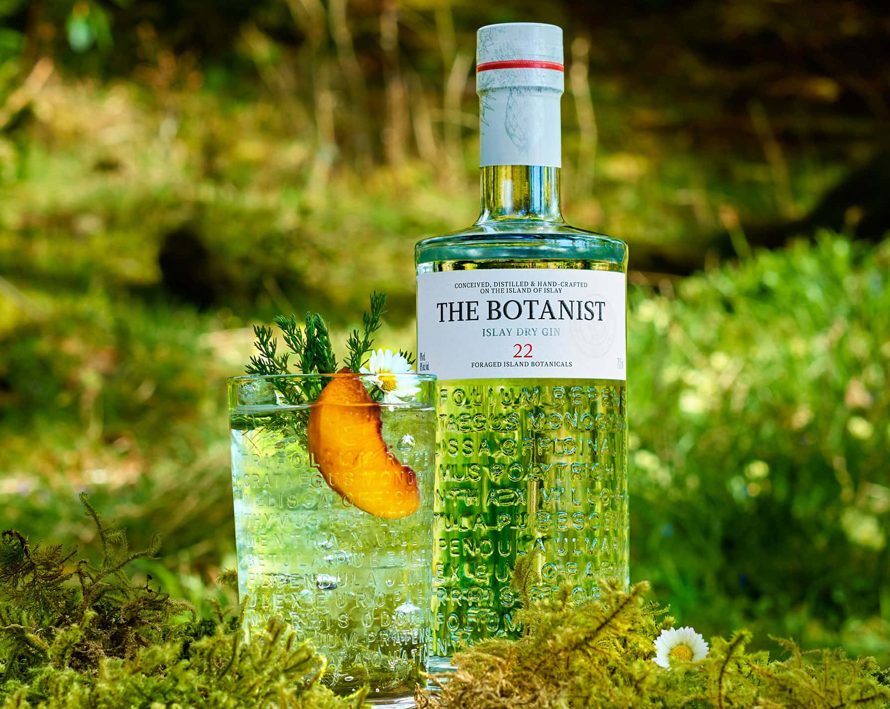 Caption: Exquisite Craftsmanship - The Botanist Islay Dry Gin With Apricots Background