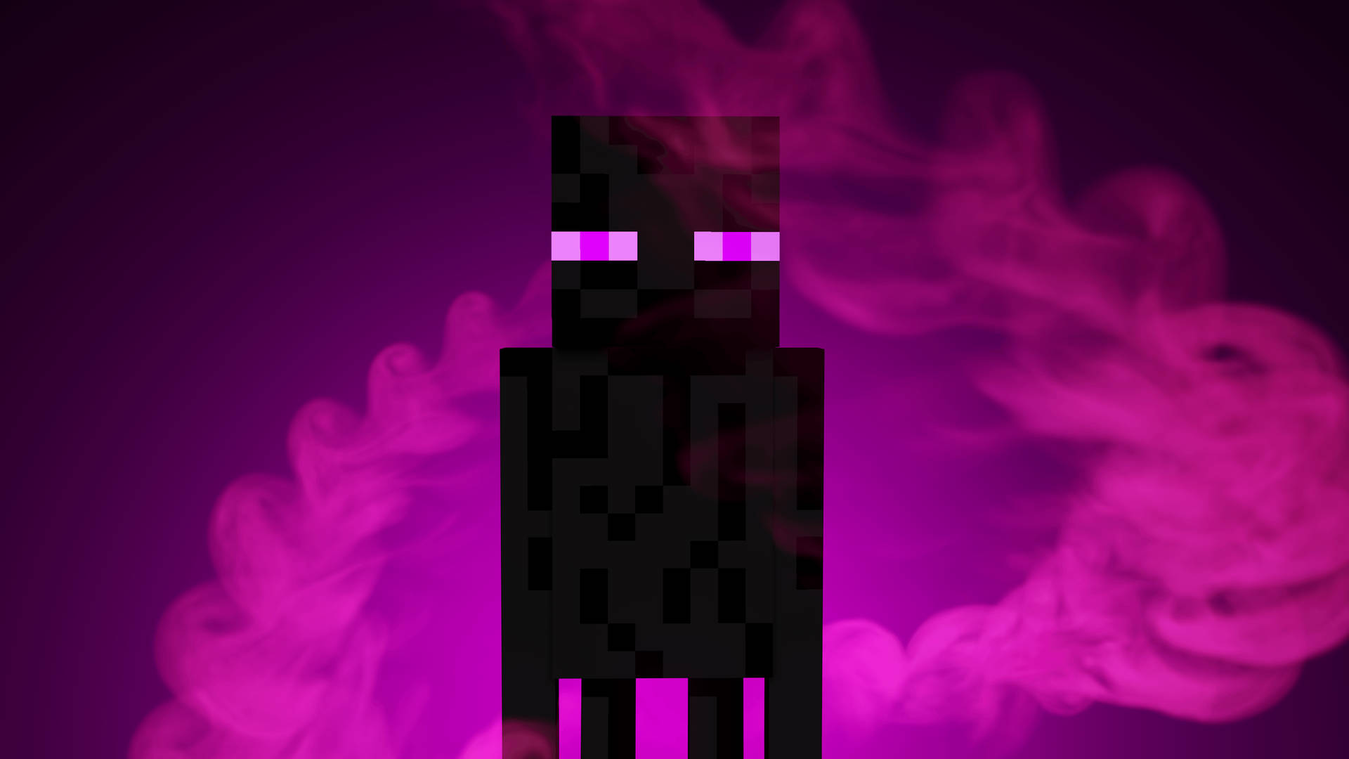 Caption: Fearsome Enderman In The Depths Of The End, Minecraft Background