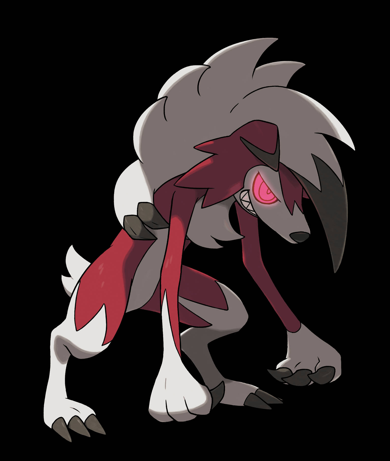 Caption: Fierce Lycanroc In Midnight Form - Shadows Enhancing Ferocity