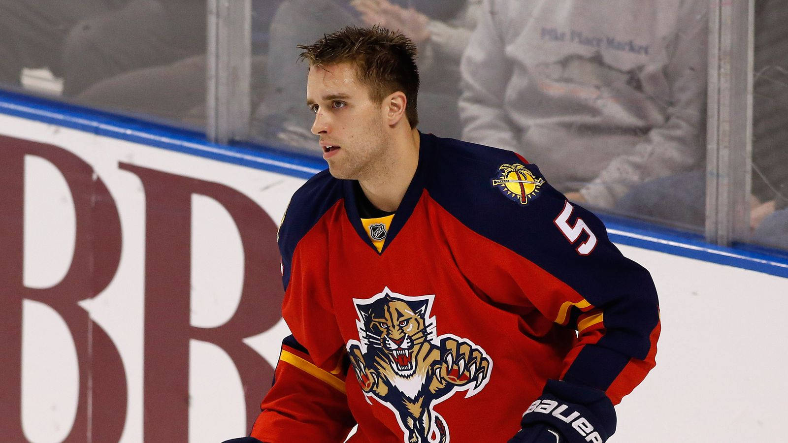 Caption: Florida Panthers Hockey Athlete Aaron Ekblad In Action Background