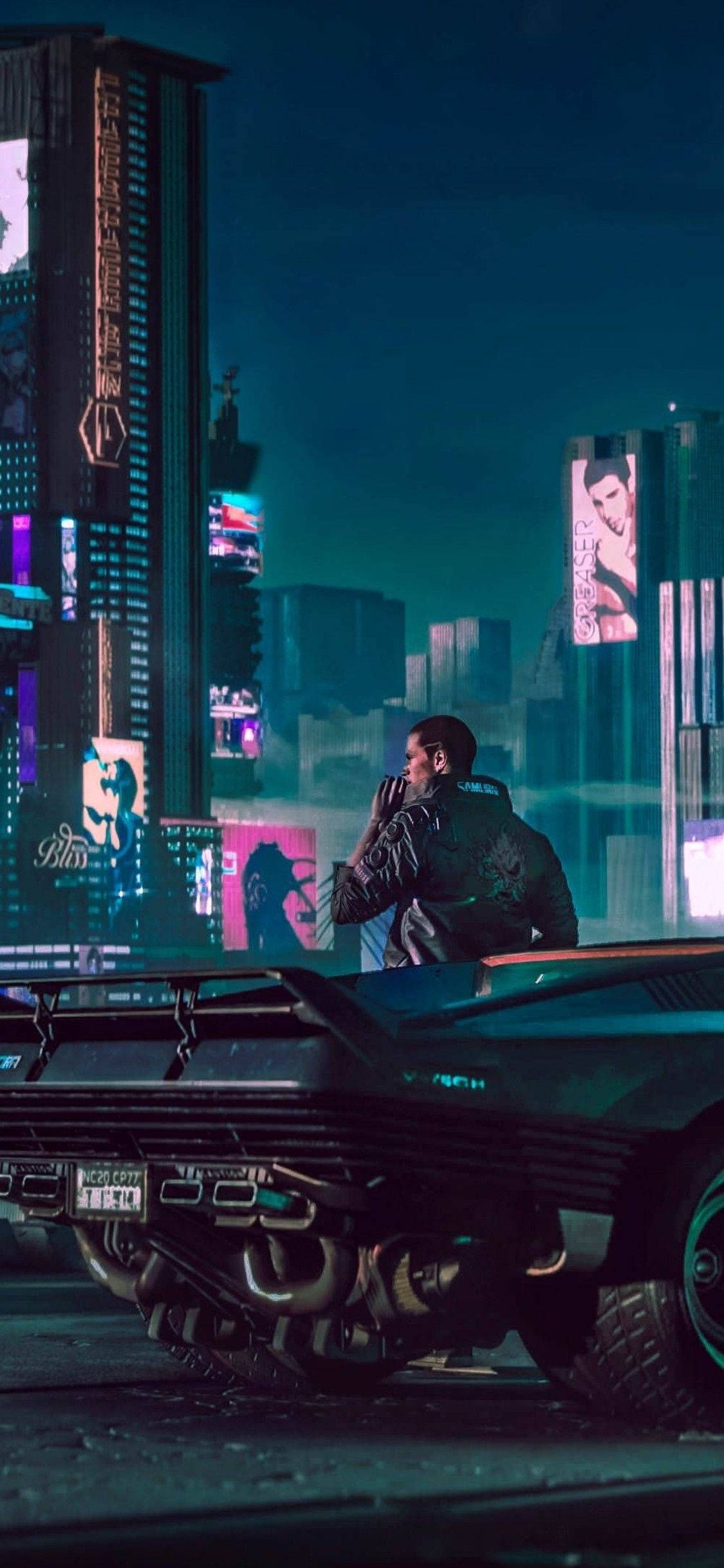 Caption: Futuristic Cyberpunk Car On The Streets Of Neon City