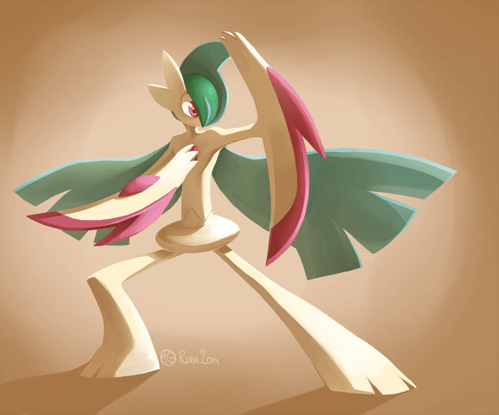 Caption: Gallade Standing Strong In The Pokémon World Background