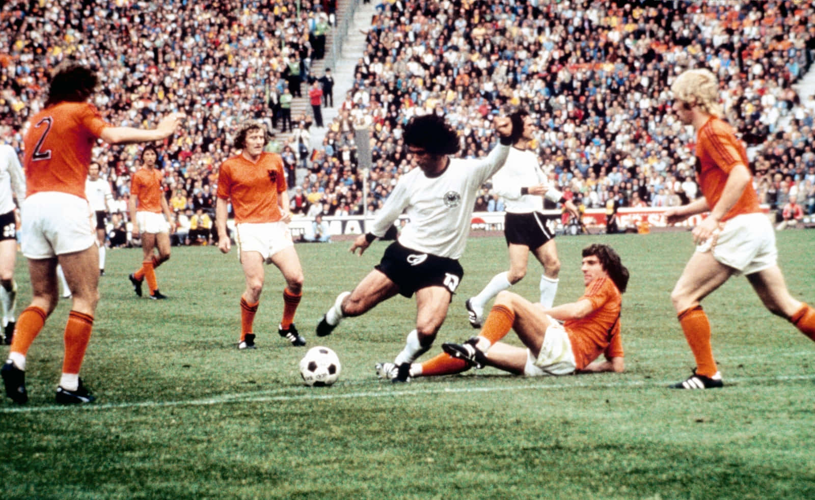 Caption: Gerd Muller In Action During The Match Between Germany And Netherlands Background