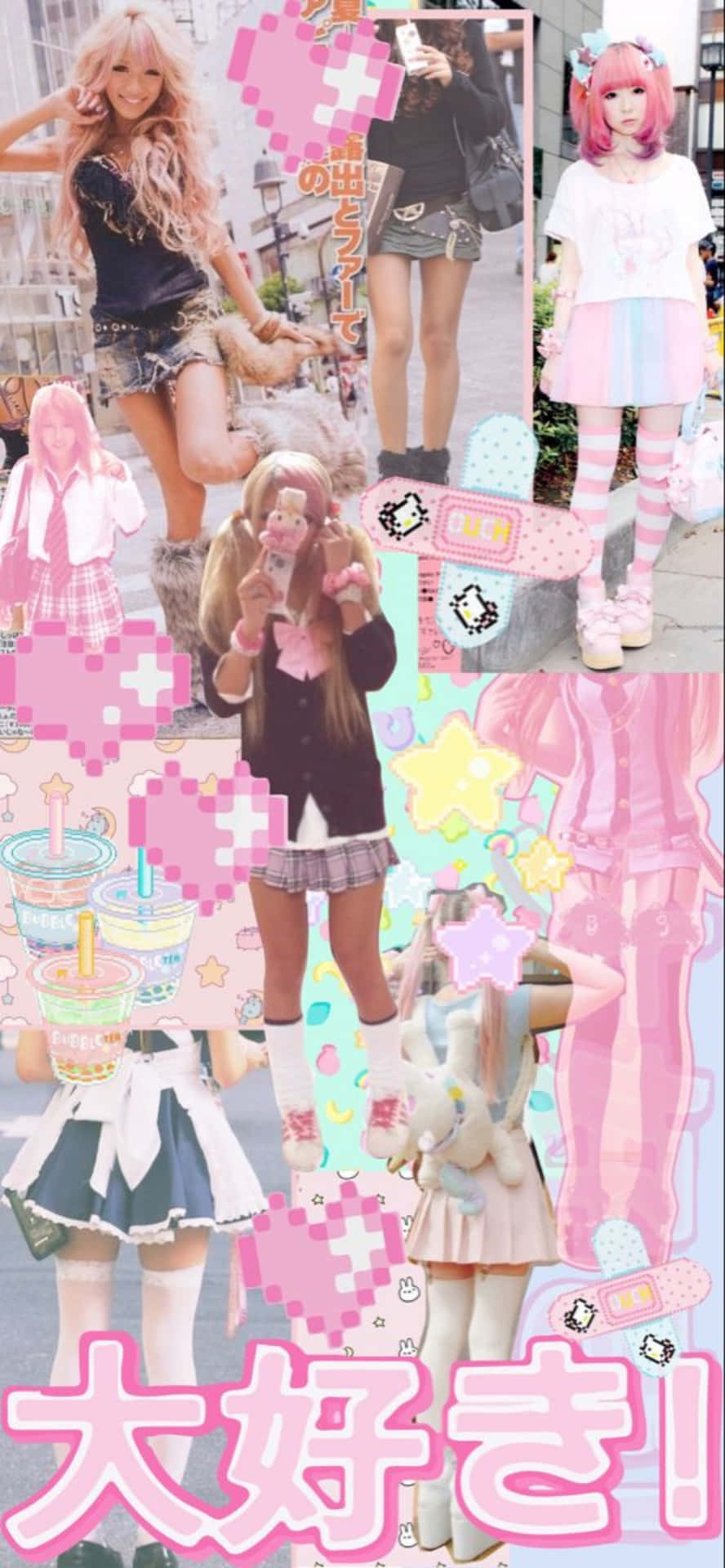 Caption: Glamorous Gyaru Girl Poses In Chic Outfit Background