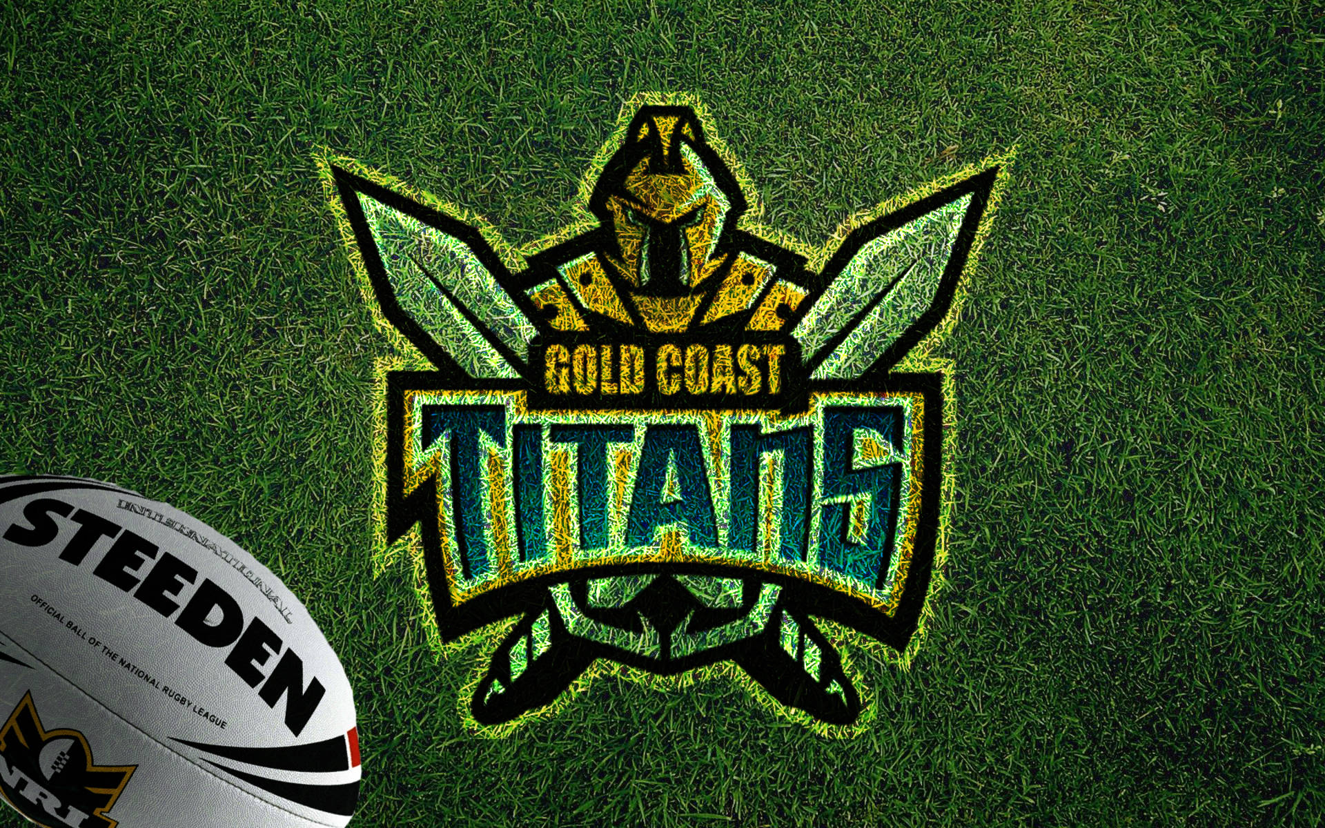 Caption: Gold Coast Titans Nrl Team In Action Background