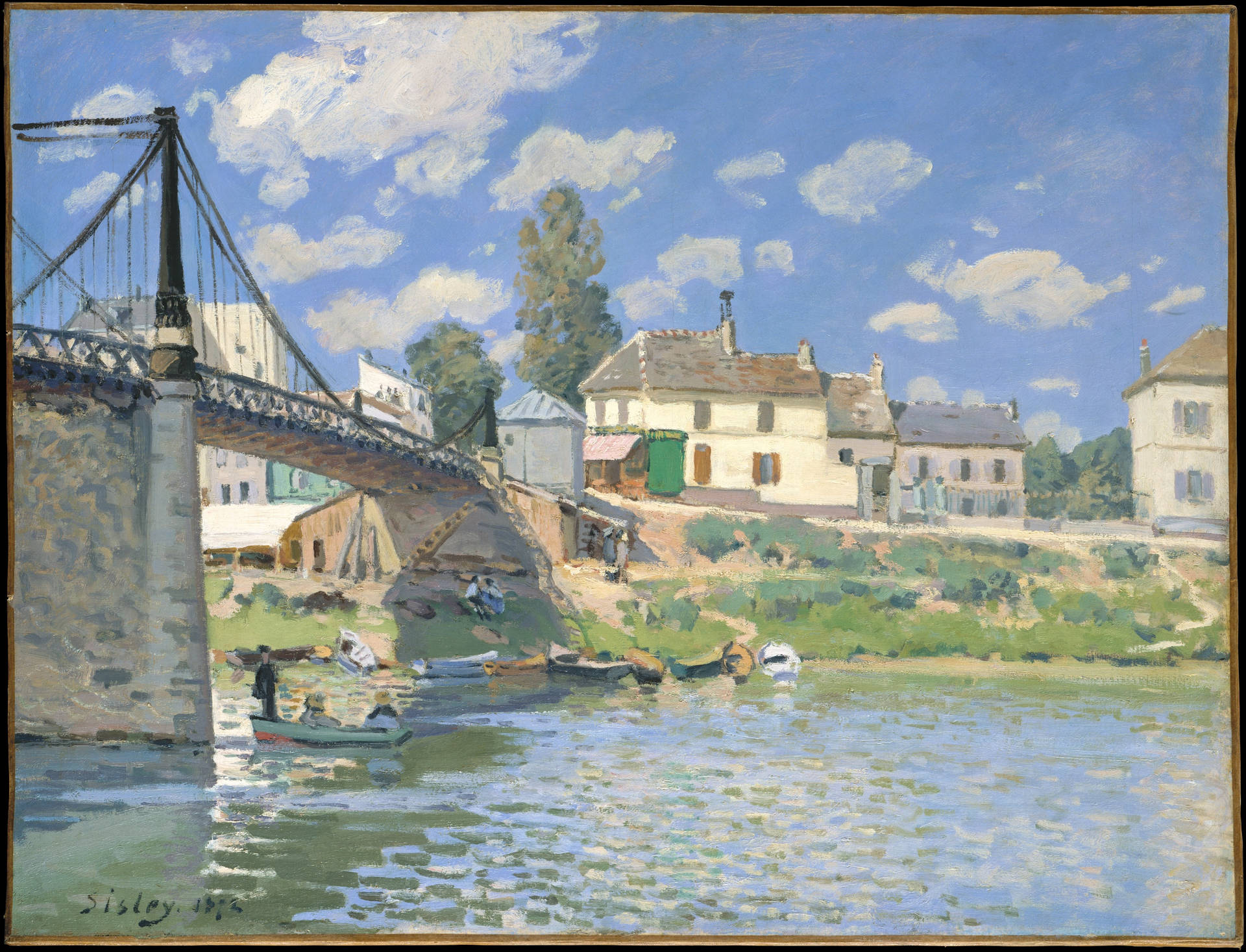 Caption: Graceful Serenity - The 'bridge At Villeneuve' Impressionist Art Background