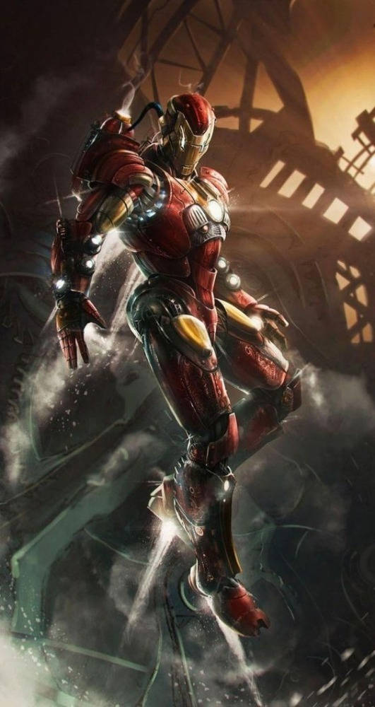 Caption: High-flying Iron Man Android