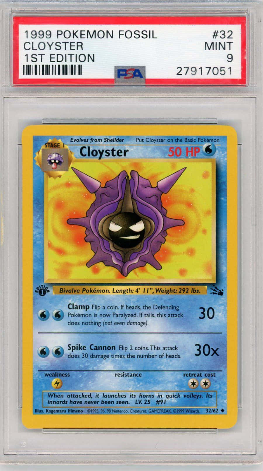 Caption: High Graded Cloyster Holo Card From 1999 Background
