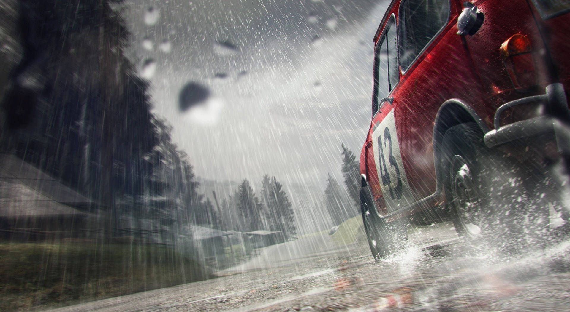 Caption: High-powered Race In Dirt 3 In The Rain Background