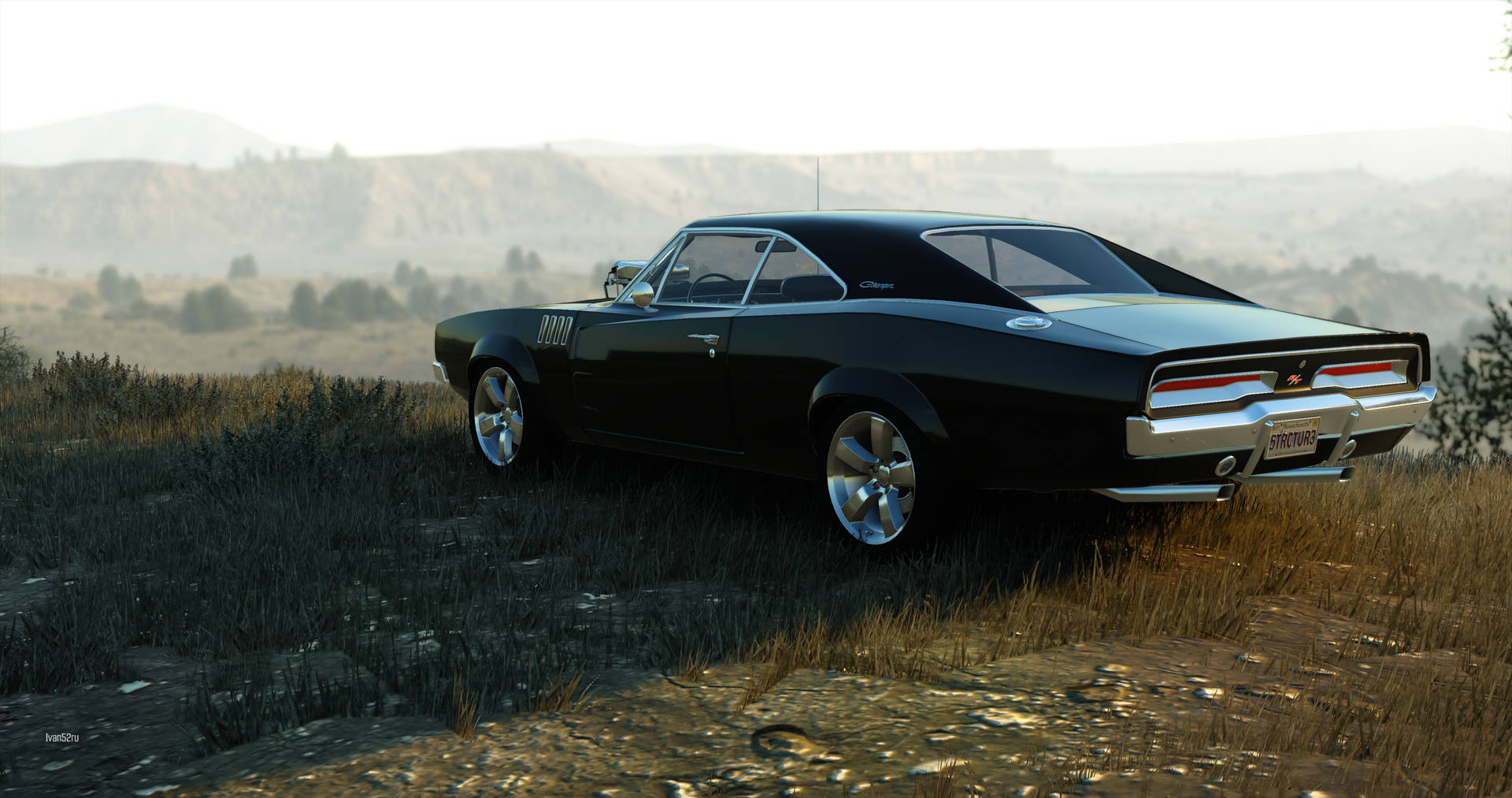 Caption: High-resolution Gta Gaming Action Featuring The Dodge Charger Background