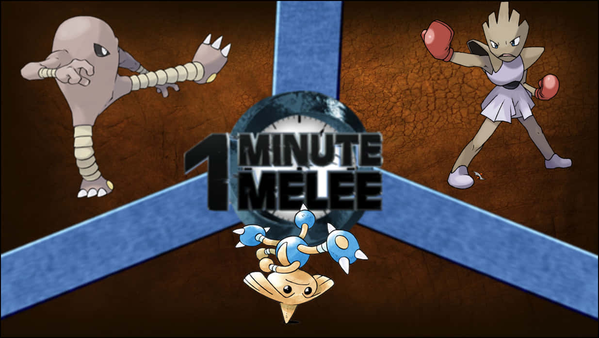 Caption: Hitmonlee In Action With Hitmonchan And Hitmontop Background