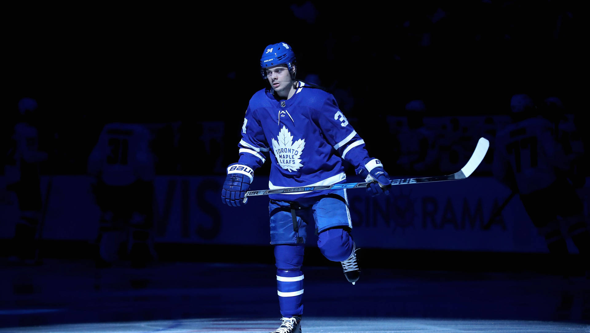 Caption: Ice Hockey Sensation - Auston Matthews Background