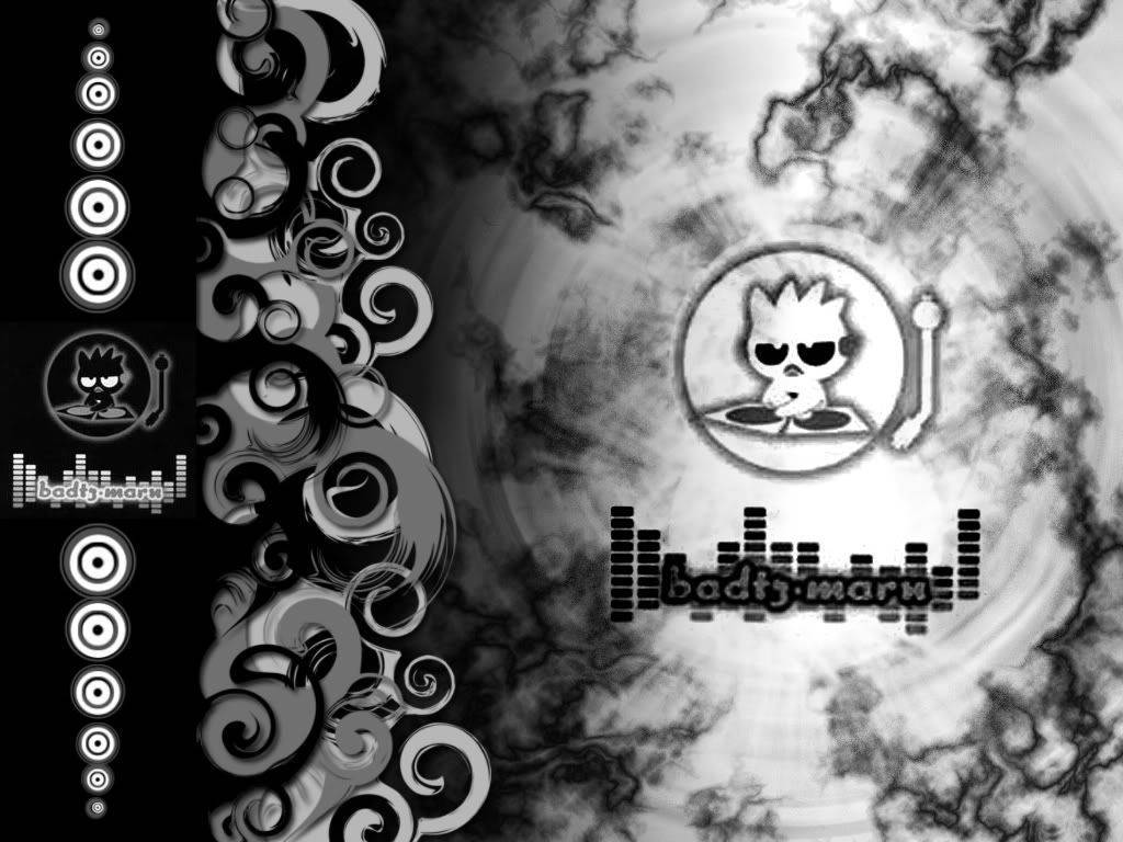 Caption: Iconic Badtz-maru In A Black And White Graphic Background
