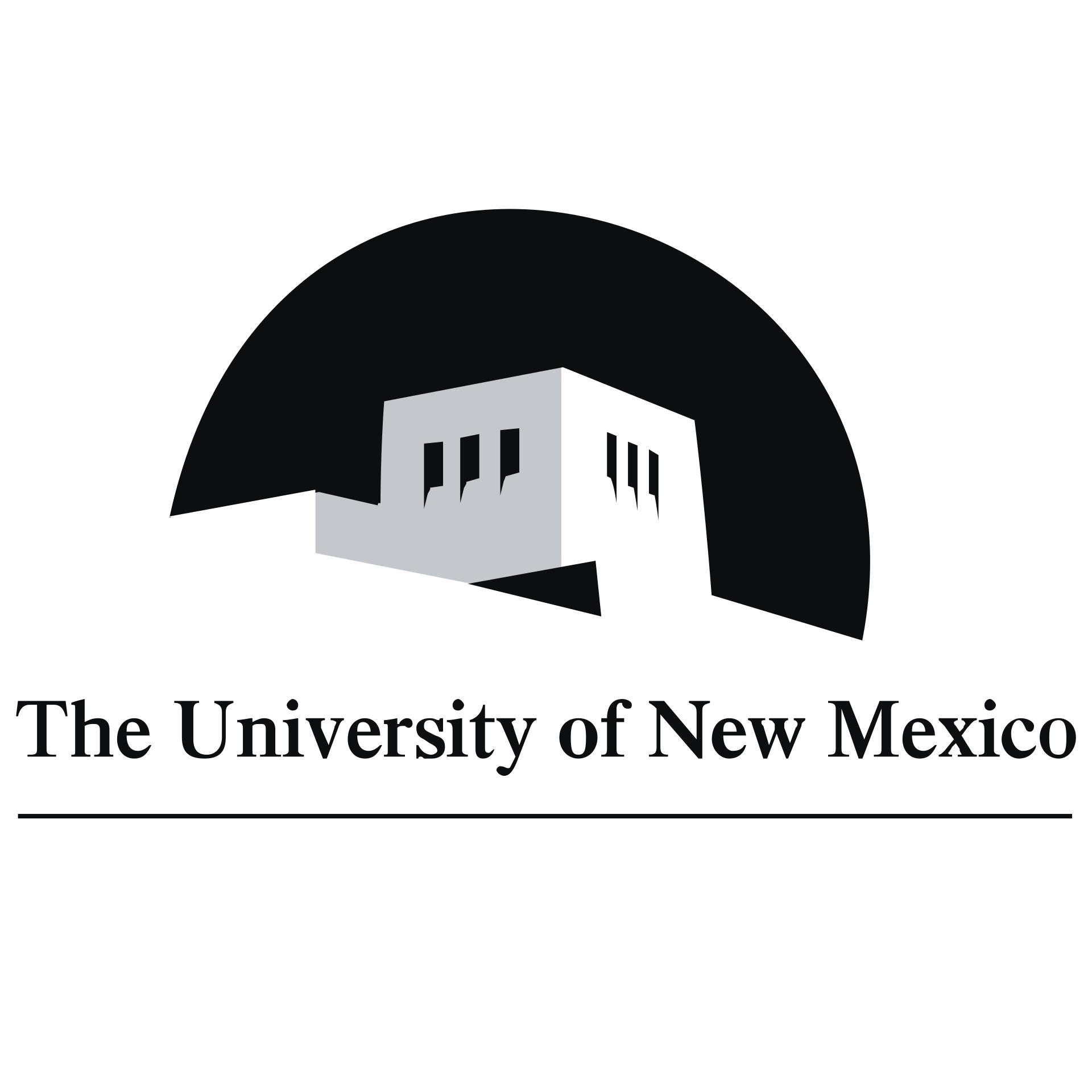 Caption: Iconic University Of New Mexico Mesa Vista Hall With Logo Background