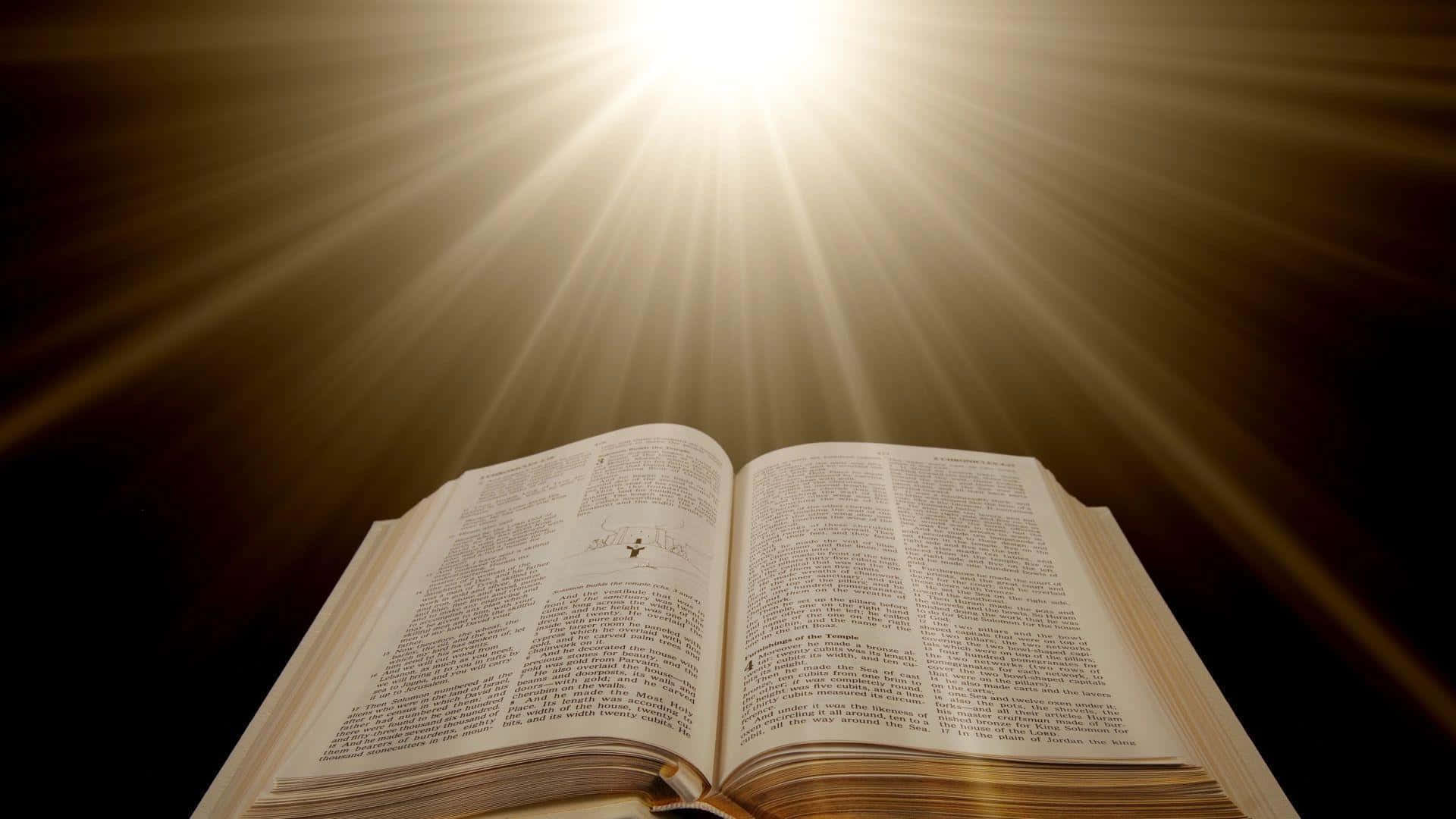 Caption: Illuminated Holy Bible Background