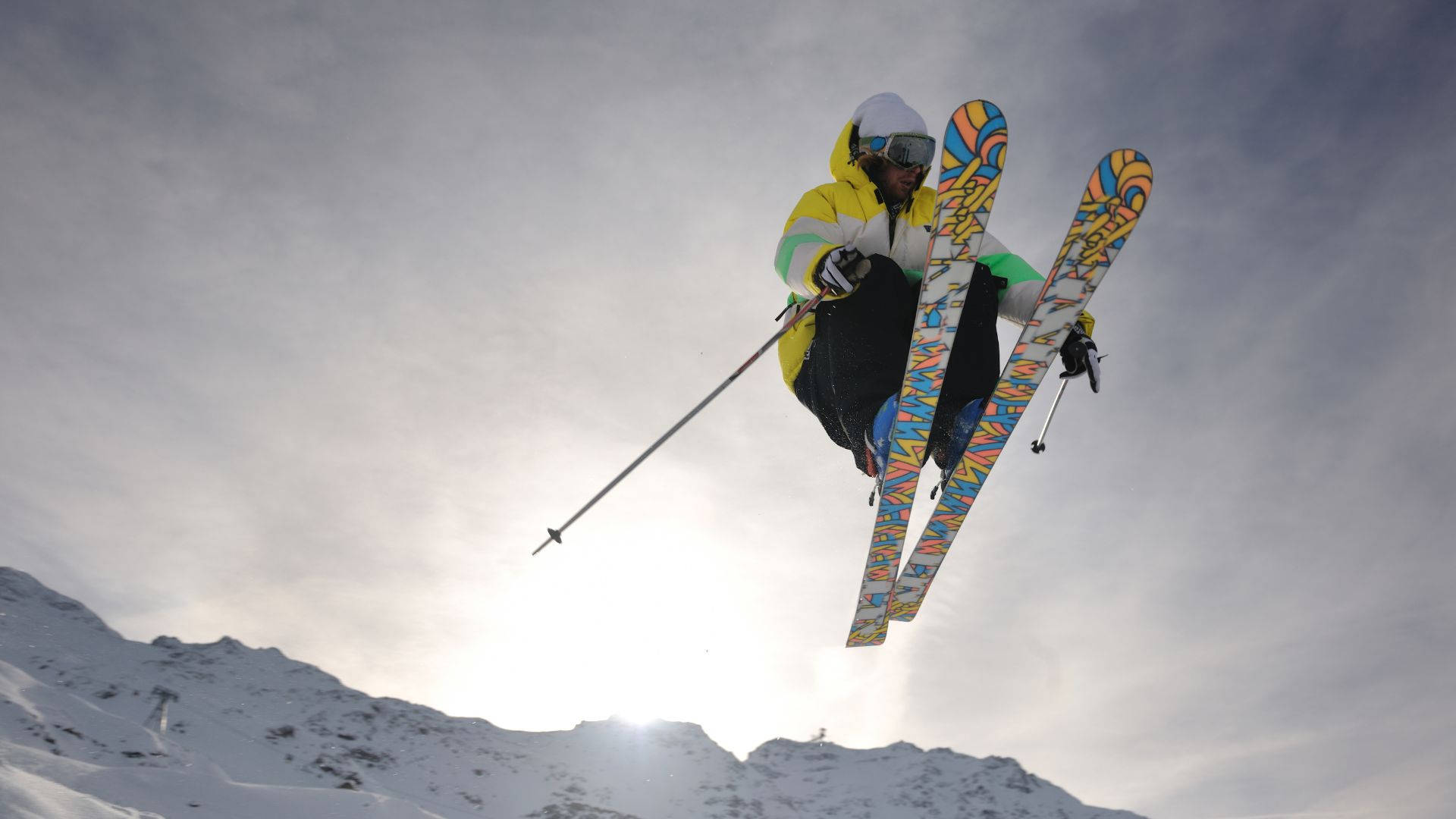 Caption: Intense Action Mid-air - Ski Jumper In Motion