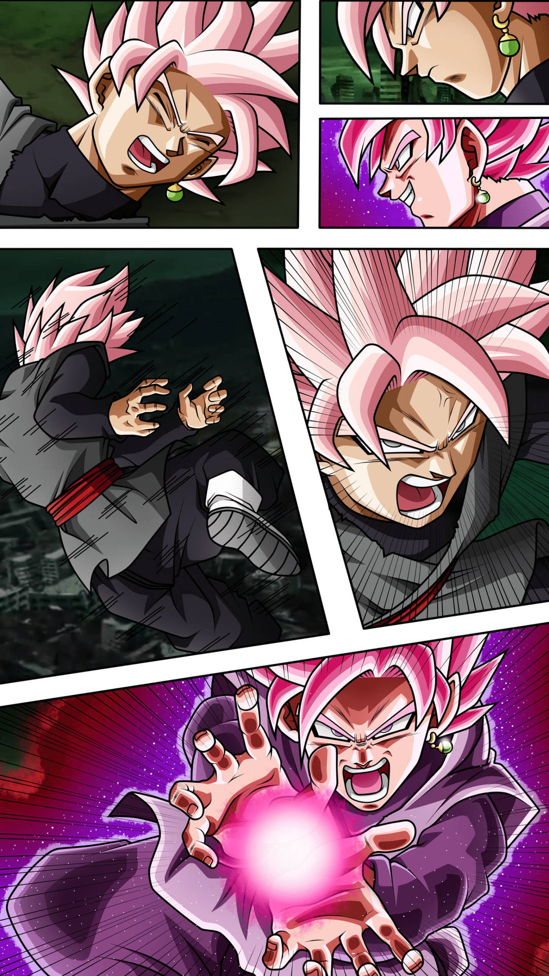 Caption: Intense Black Goku Manga Panel Phone Wallpaper