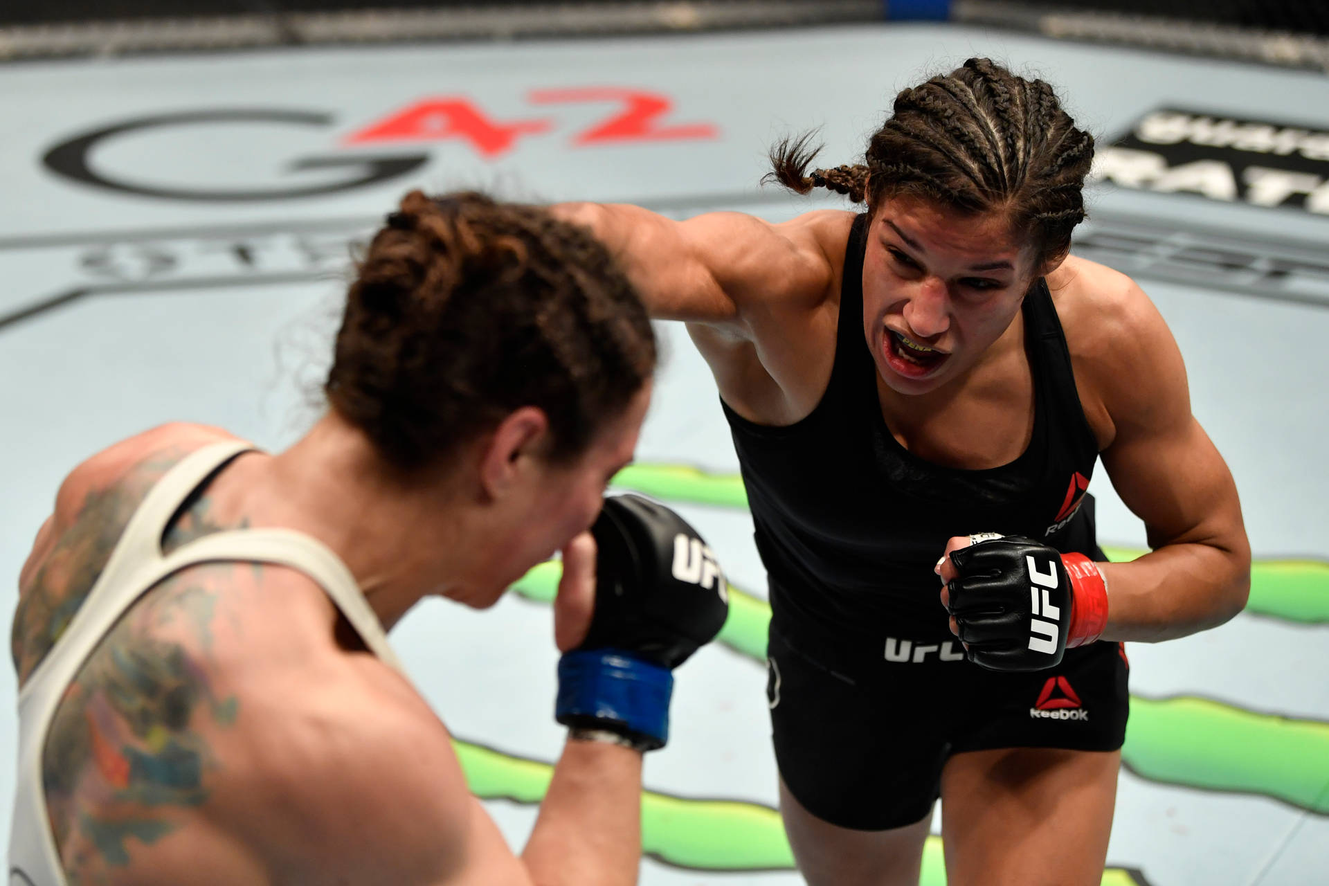 Caption: Intense Fight Moment: Julianna Peña Punching Sara Mcmann