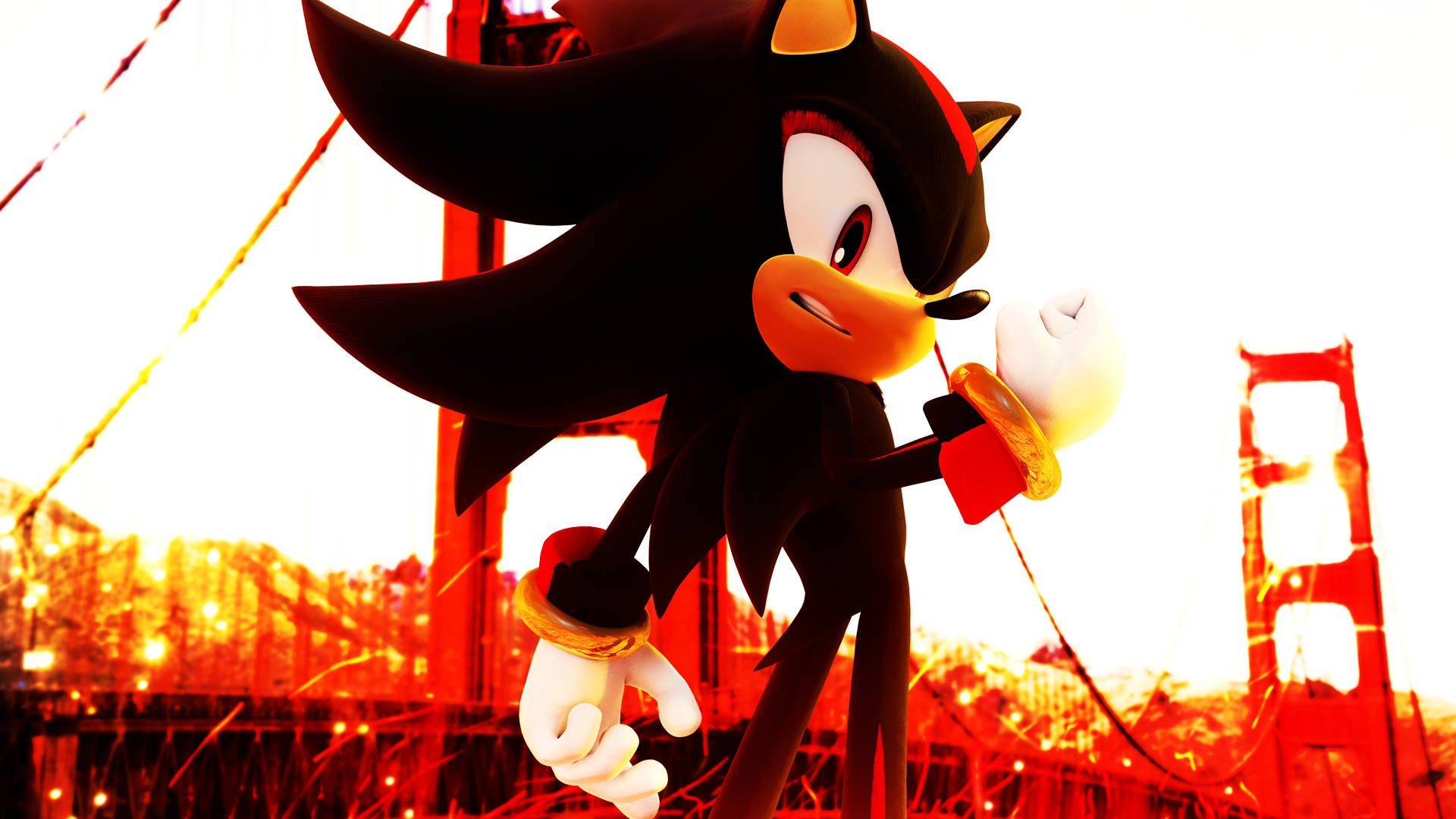 Caption: Intense Moment With Shadow The Hedgehog Background