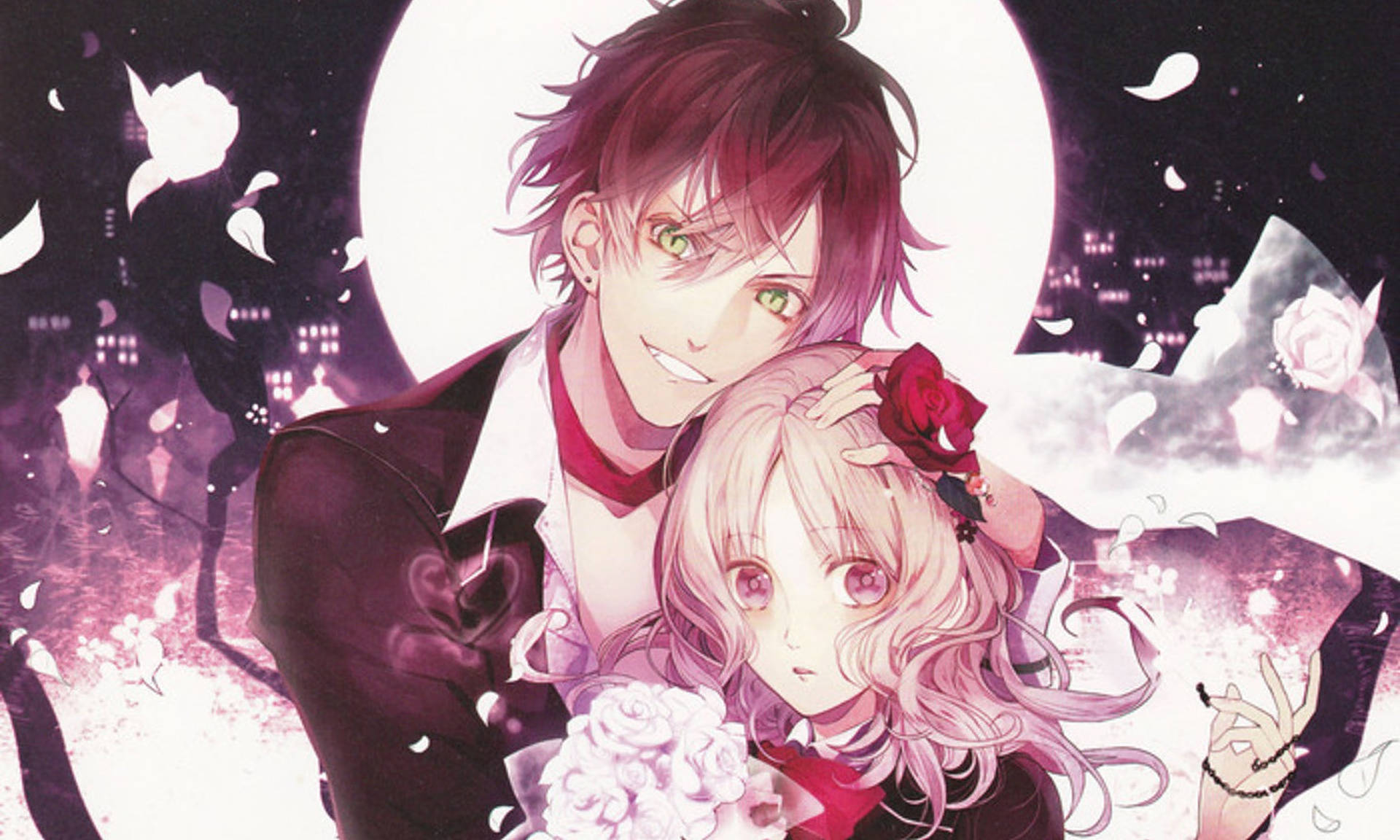 Caption: Intense Moments With Ayato And Yui - Diabolik Lovers Wallpaper Background