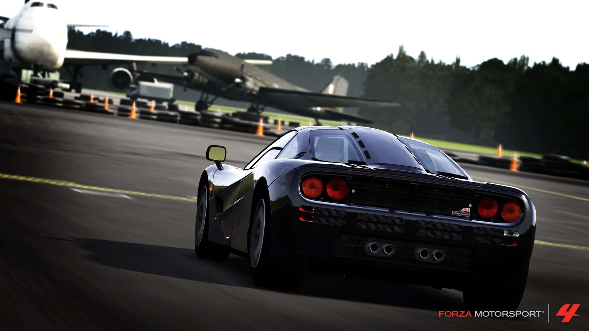 Caption: Intense Racing Action In Forza Motorsport Background