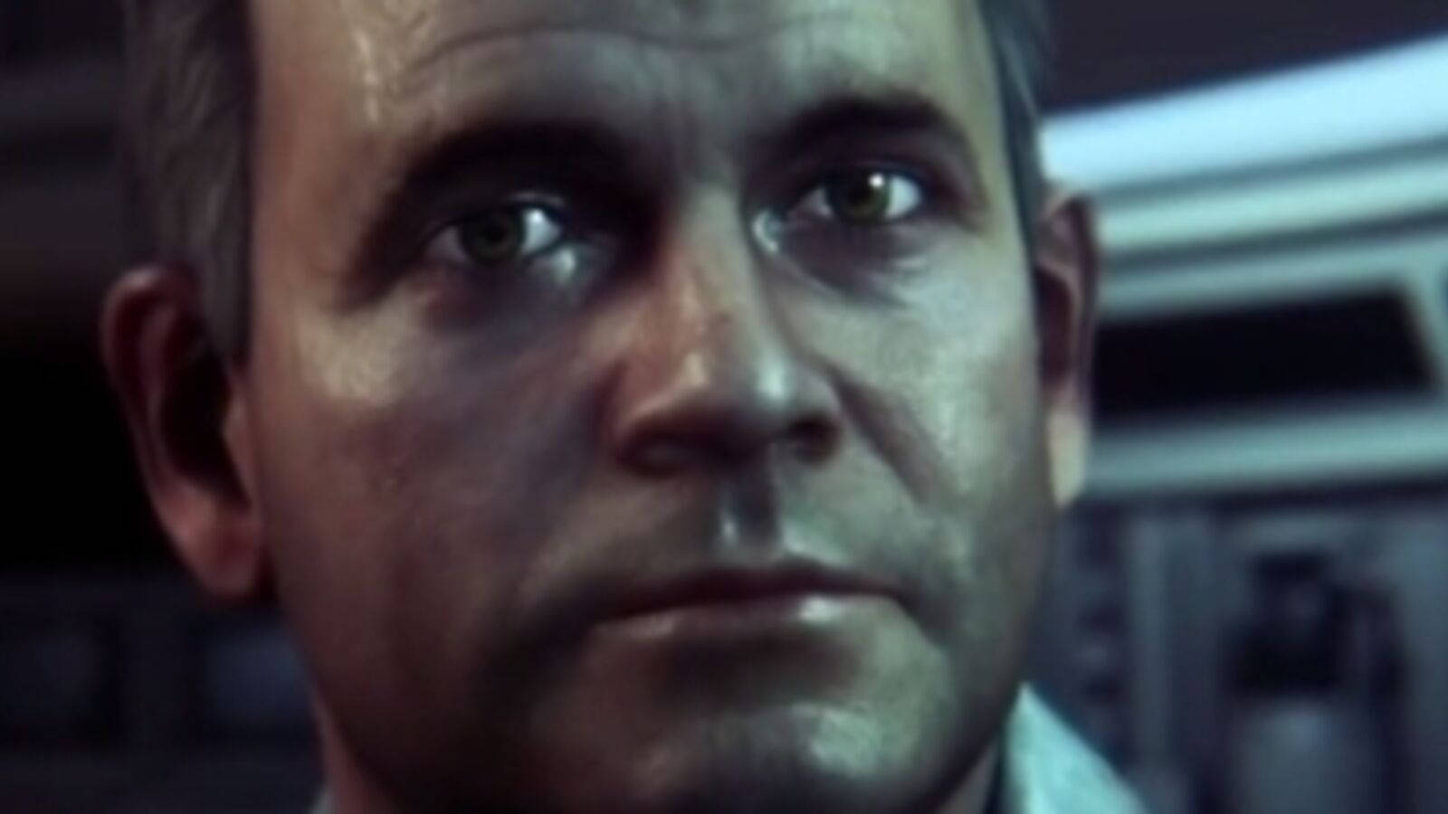 Caption: Intense Stare Of Ian Holm As Ash In The Alien Movie Background