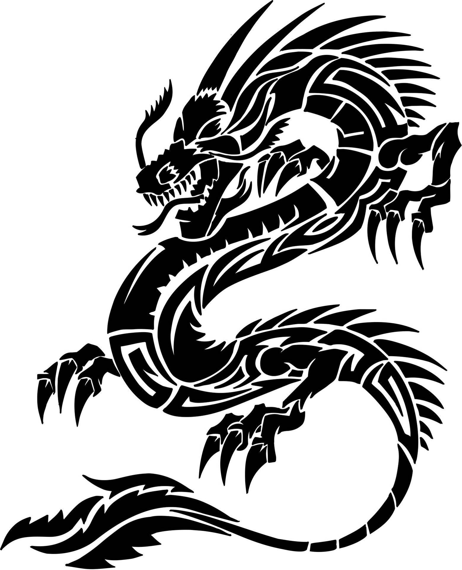 Caption: Intricate Japanese Dragon Tattoo Artwork Background