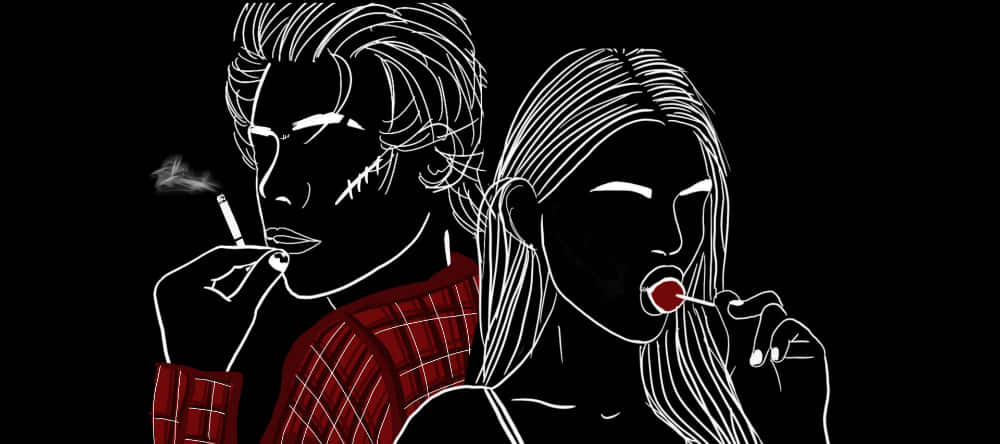 Caption: Intricate Line Art Of A Duplicitous Couple