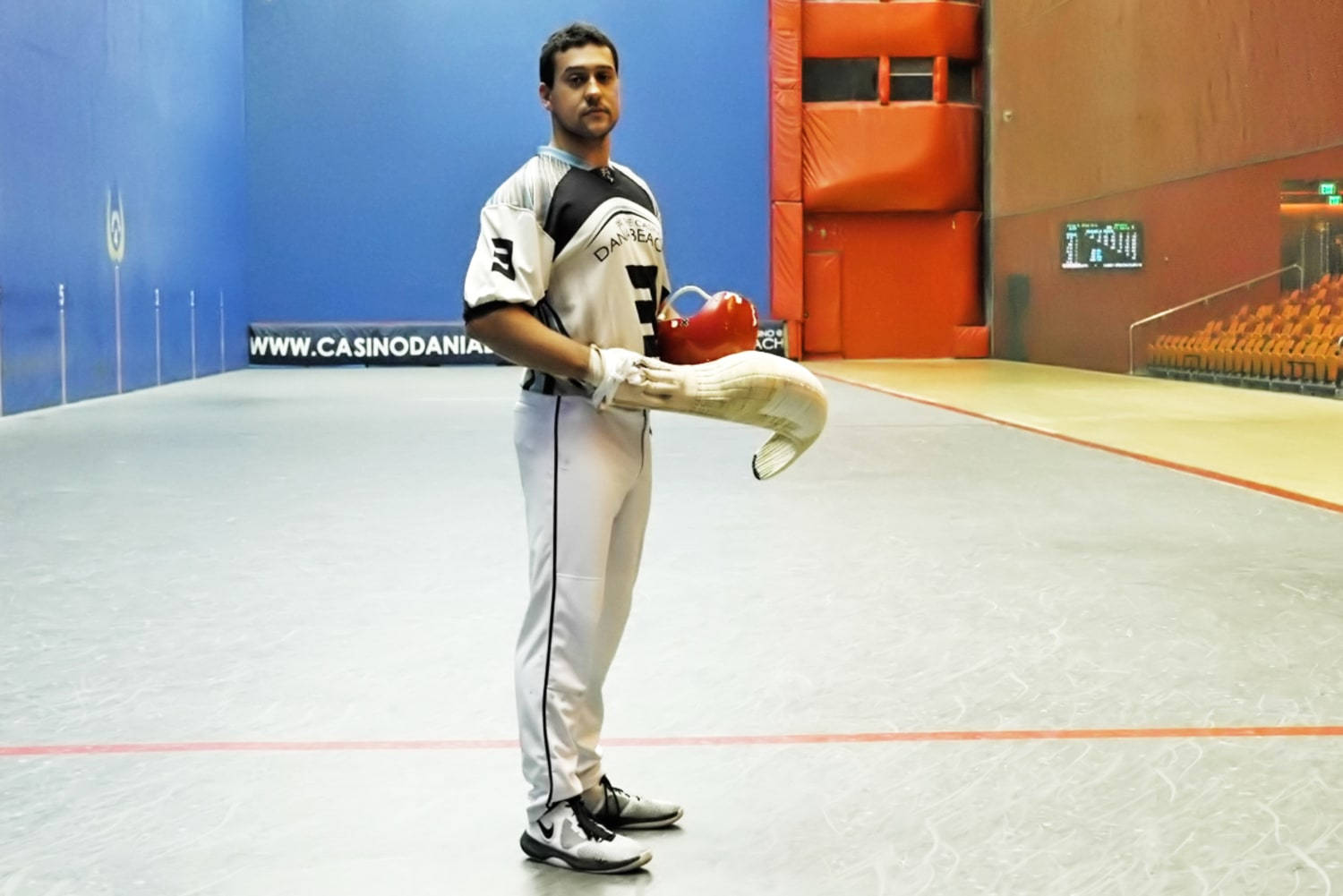 Caption: Jai Alai Player Gorka Aldazabal In Action Background