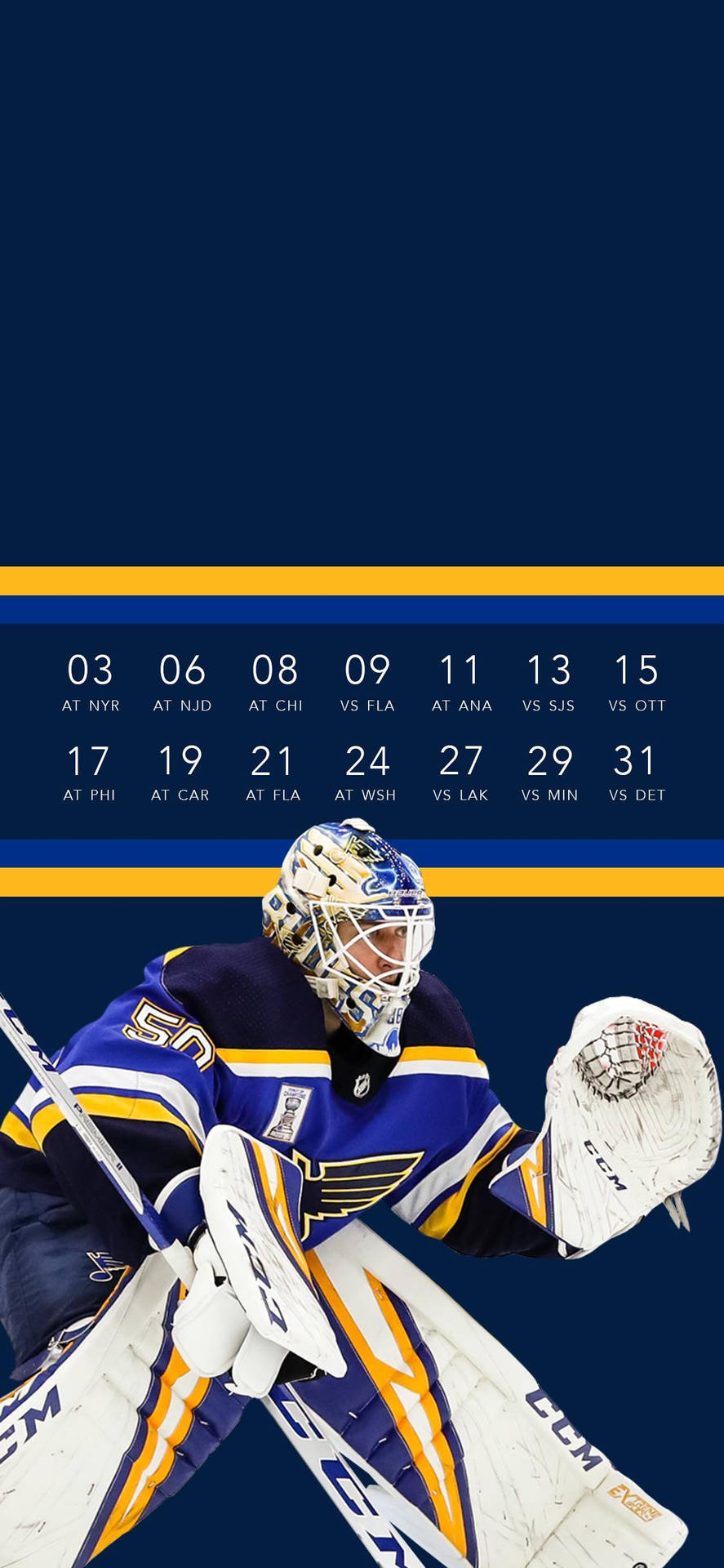 Caption: Jordan Binnington In Action On Ice Background