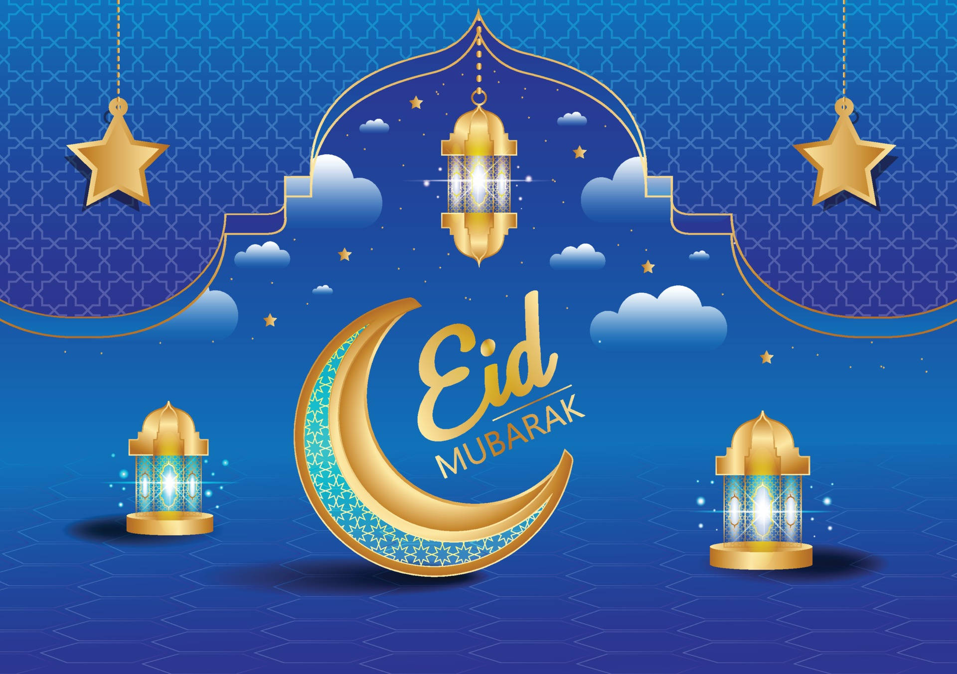 Caption: Joyful Celebration Of Eid Mubarak Background