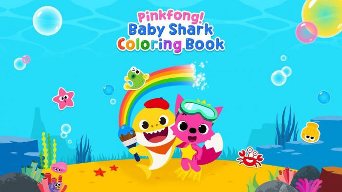 Caption: Joyful Pinkfong Baby Shark Family Background