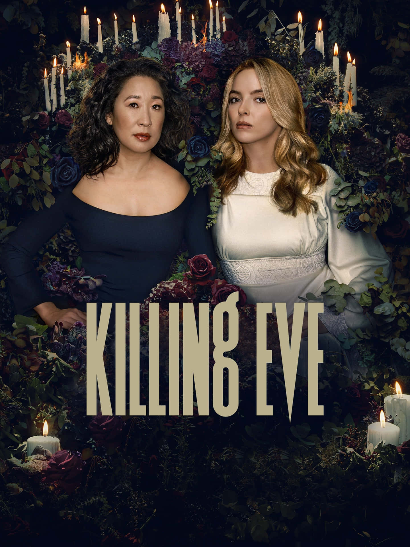 Caption: Killing Eve's Villanelle In Dramatic Action Background