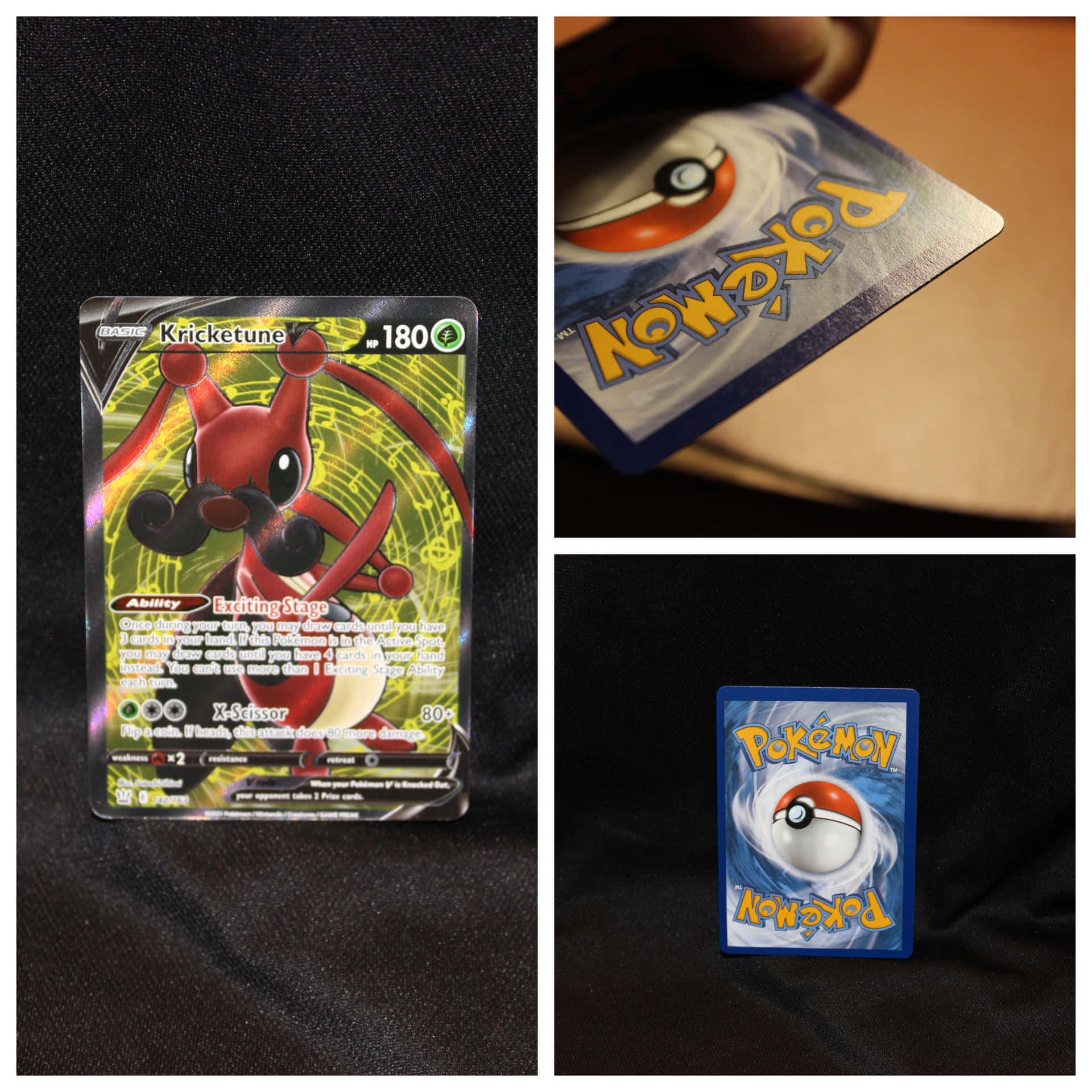 Caption: Kricketune Trading Card Collage - Collectible Pokemon Asset Background