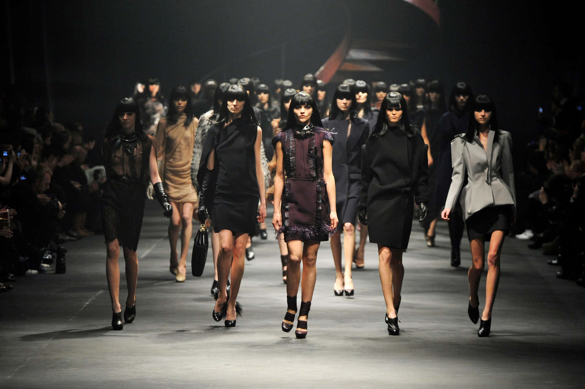 Caption: Lanvin Models Strutting The Runway At A Fashion Show Background