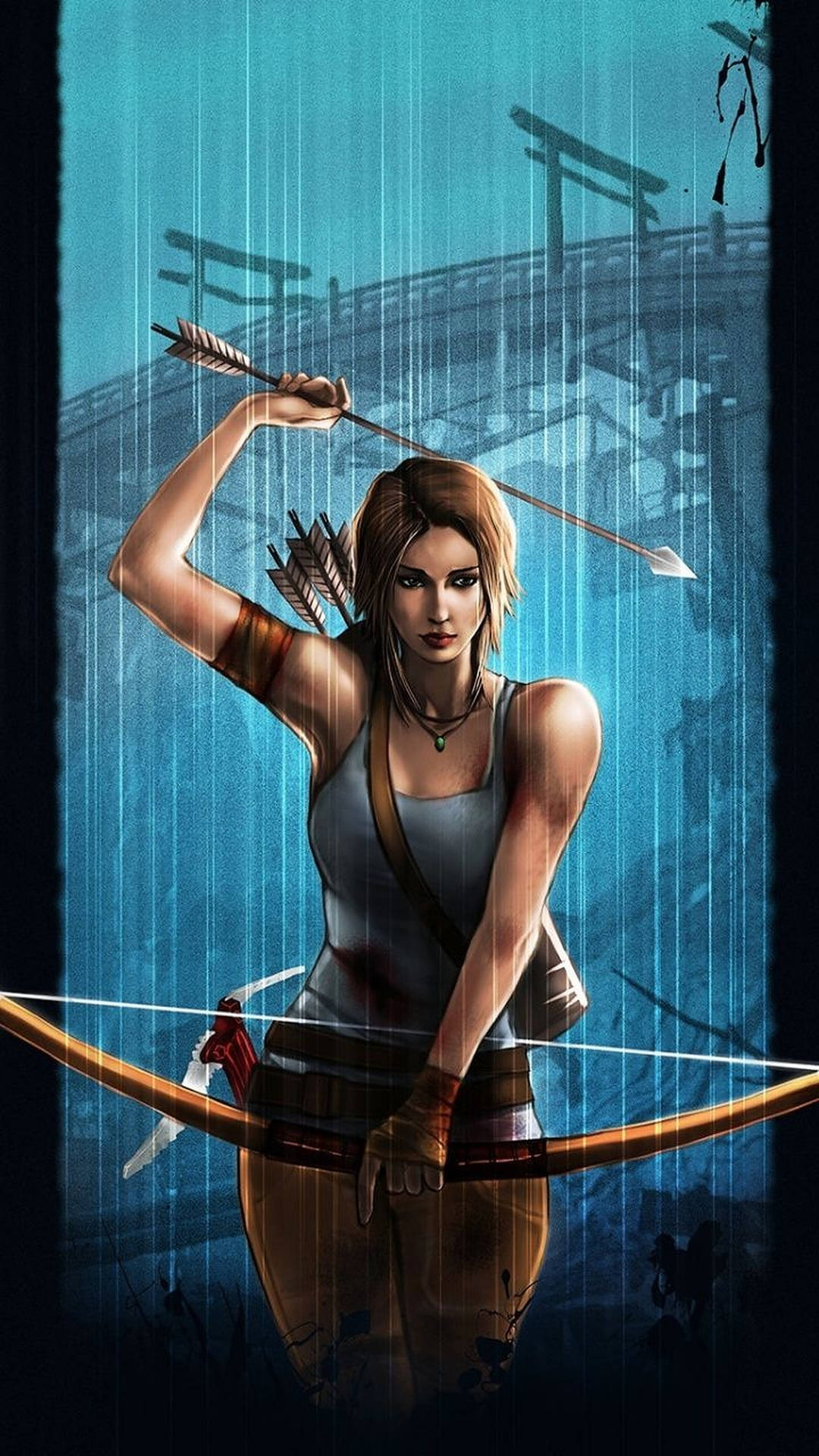 Caption: Lara Croft In Action With Her Legendary Archery Skills Background