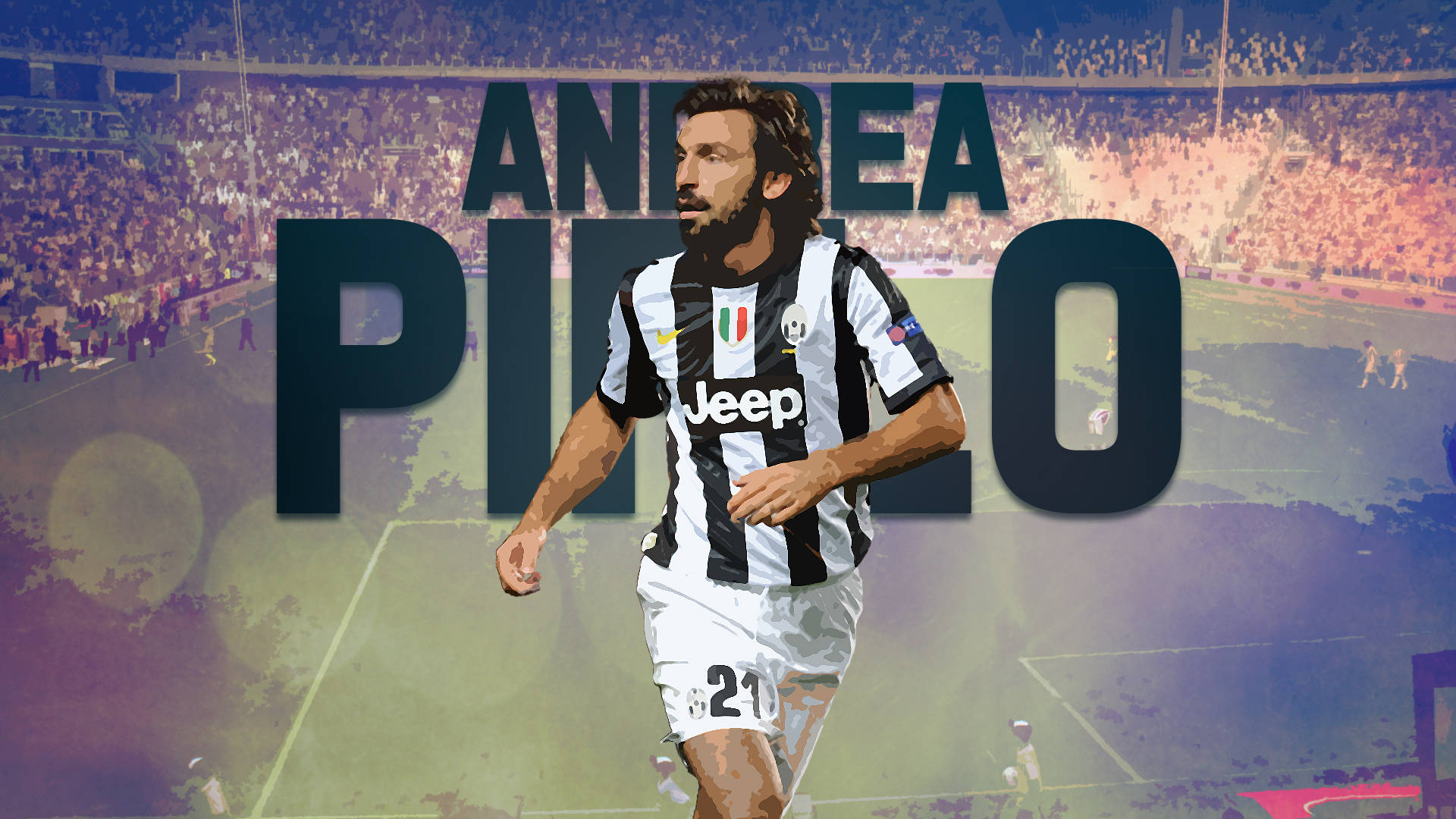 Caption: Legendary Soccer Maestro Andrea Pirlo Under Spotlight Background