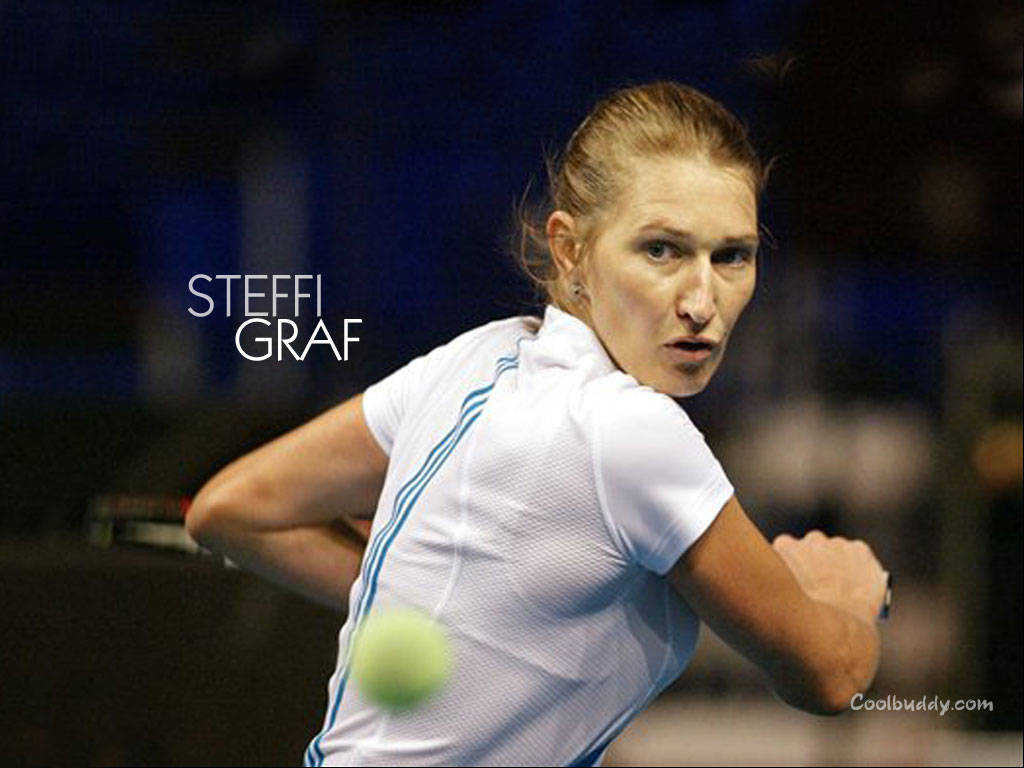 Caption: Legendary Tennis Player Steffi Graf In Action