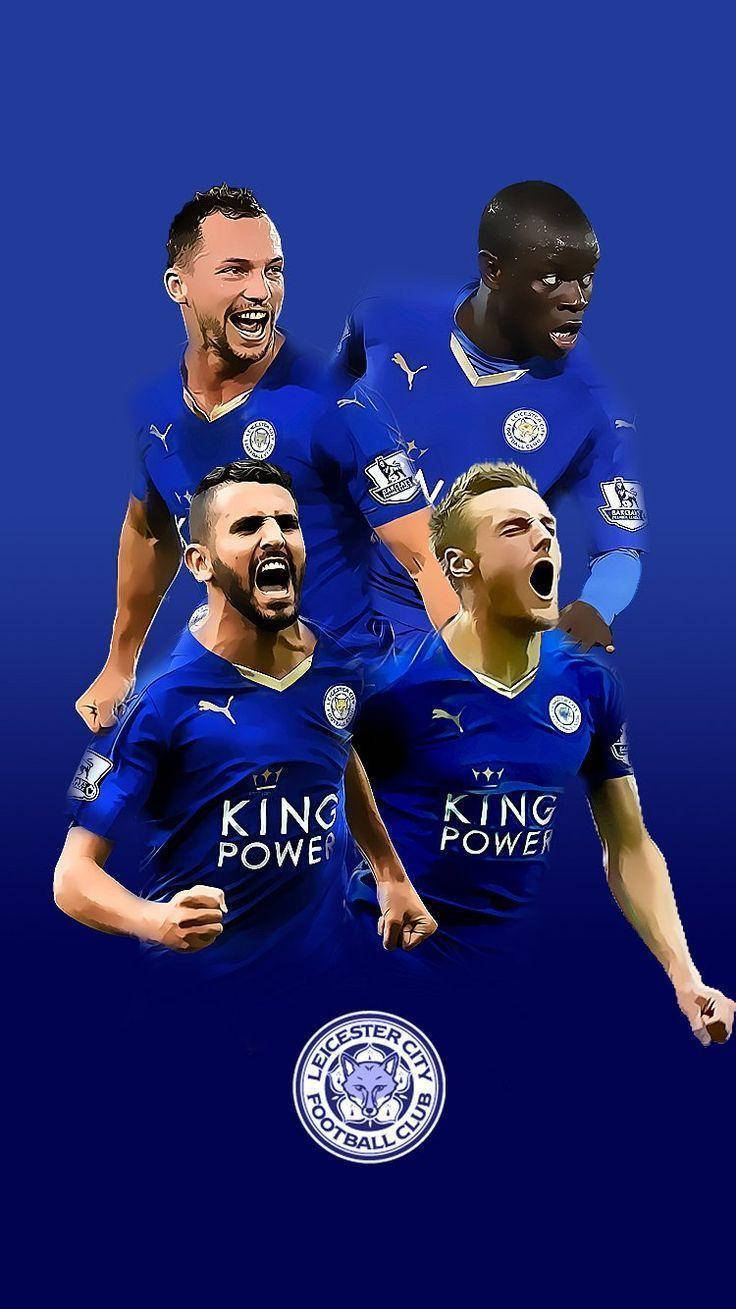 Caption: Leicester City Players Celebrating Victory Background