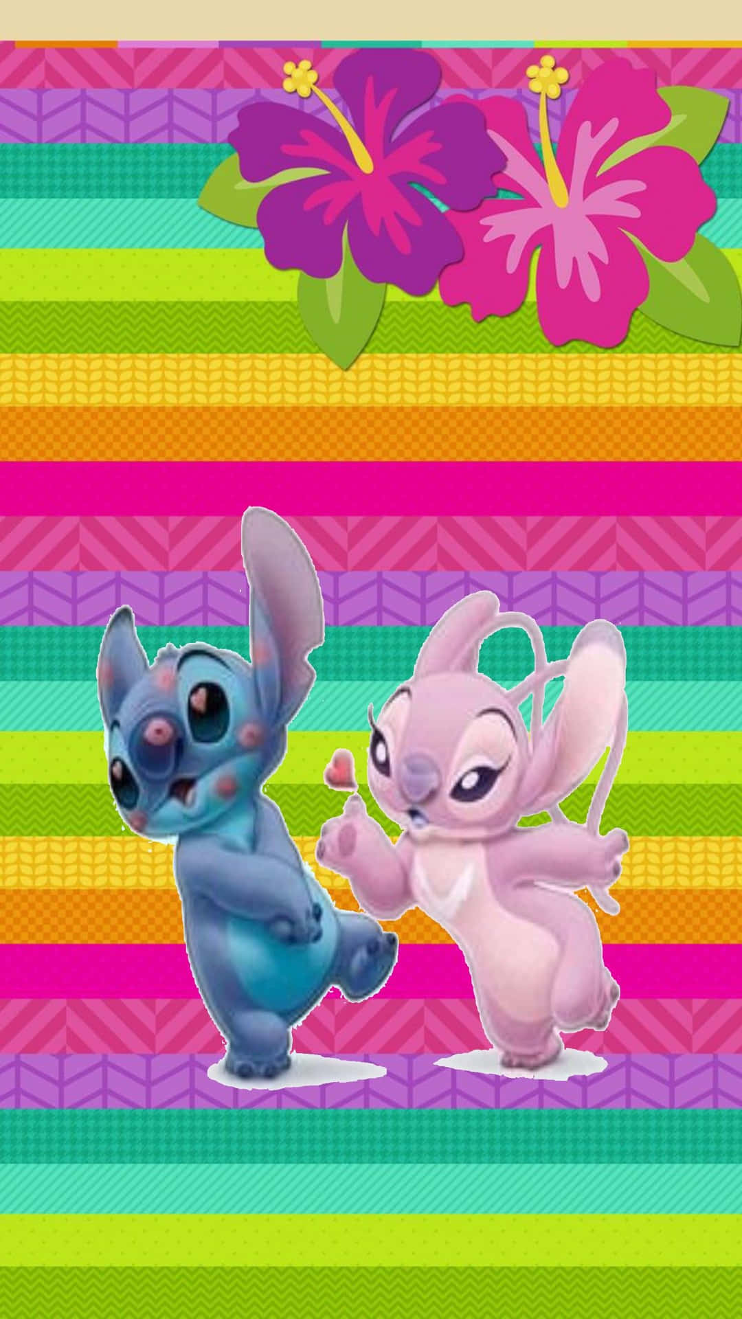 Caption: Love Stitch And Angel Adorable Couple Background