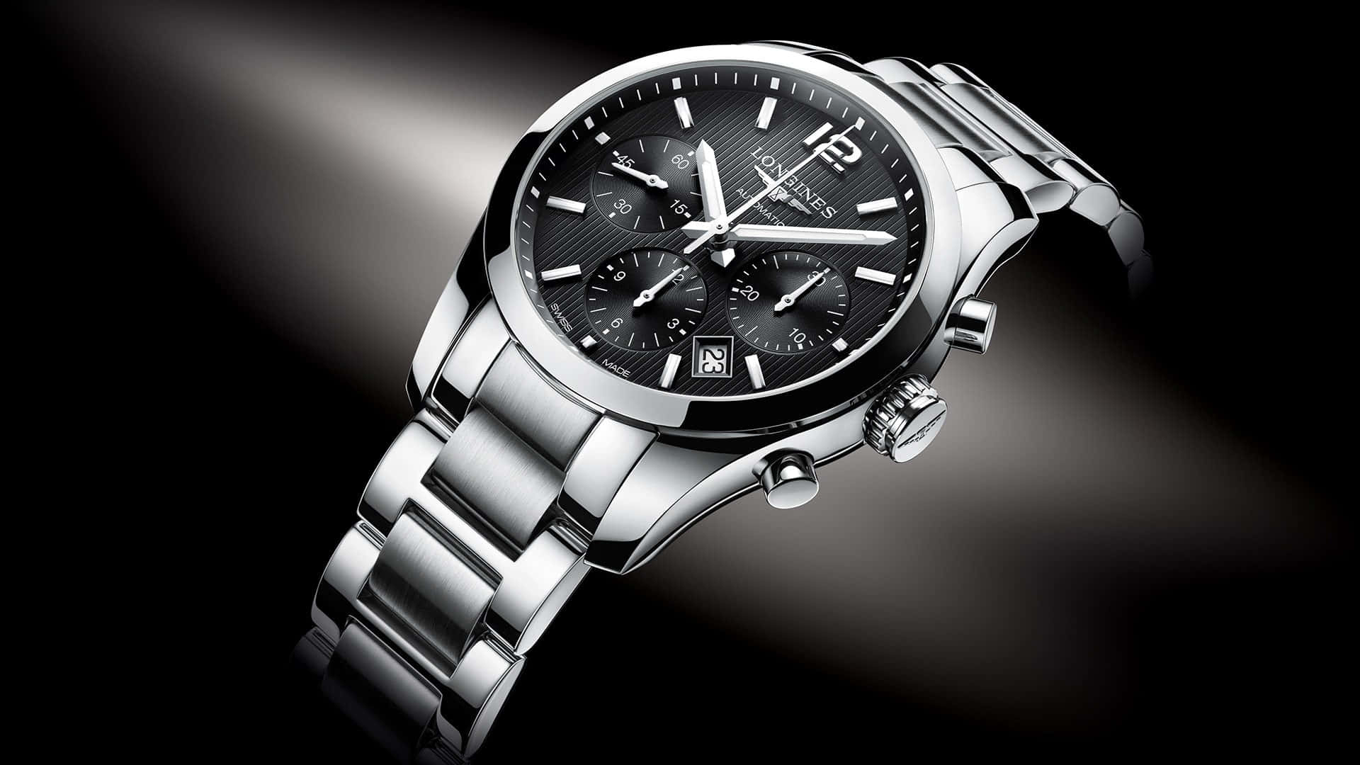 Caption: Luxurious Longines Conquest Classic Chronograph Watch Background