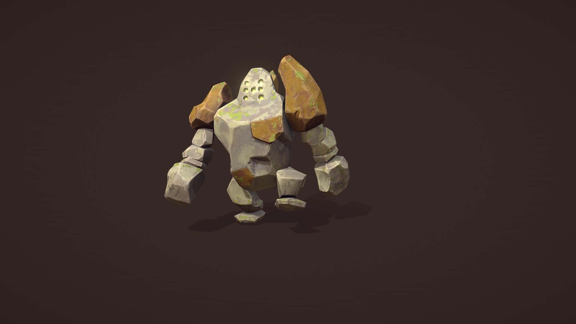 Caption: Majestic 3d Model Of Regirock With A Supreme Brown Backdrop Background