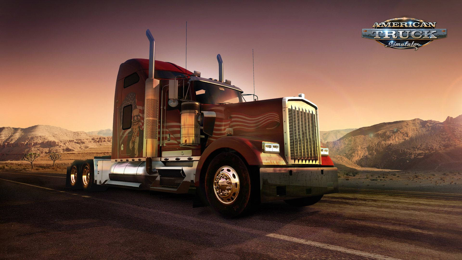 Caption: Majestic American Highway - American Truck Simulator Driving Experience Background