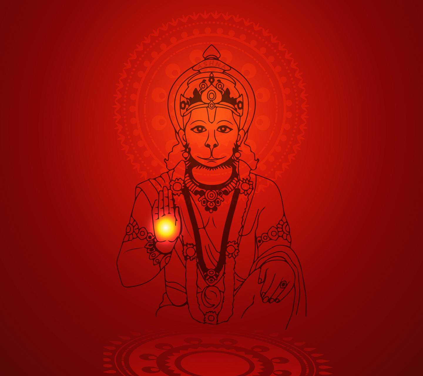 Caption: Majestic Art Of Jai Hanuman In Radiant Red