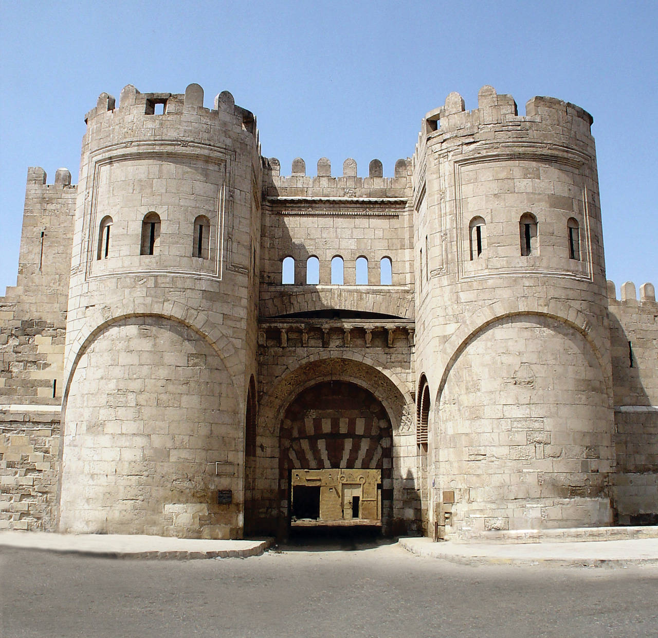 Caption: Majestic Bab Al-futuh Gates In Cairo Background