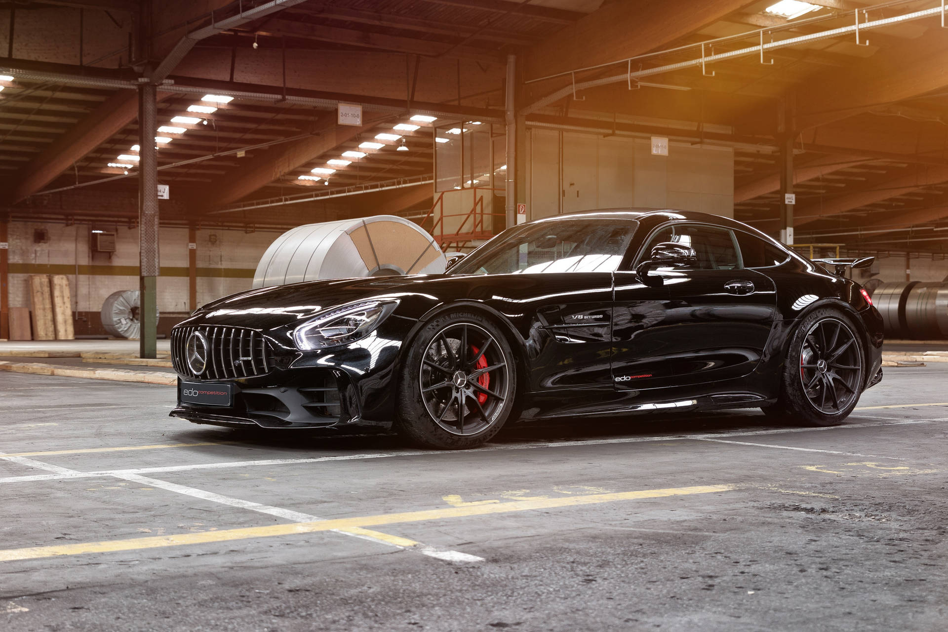 Caption: Majestic Black Mercedes Amg Gt R Showcasing Power And Elegance Background