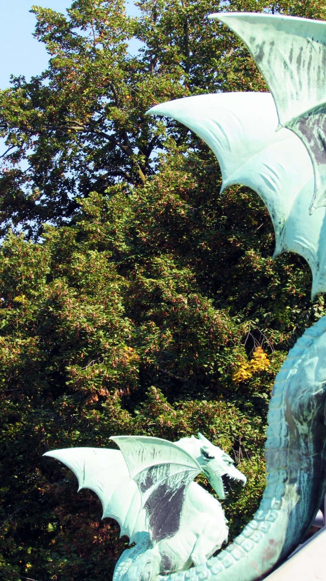 Caption: Majestic Blue Dragon Background