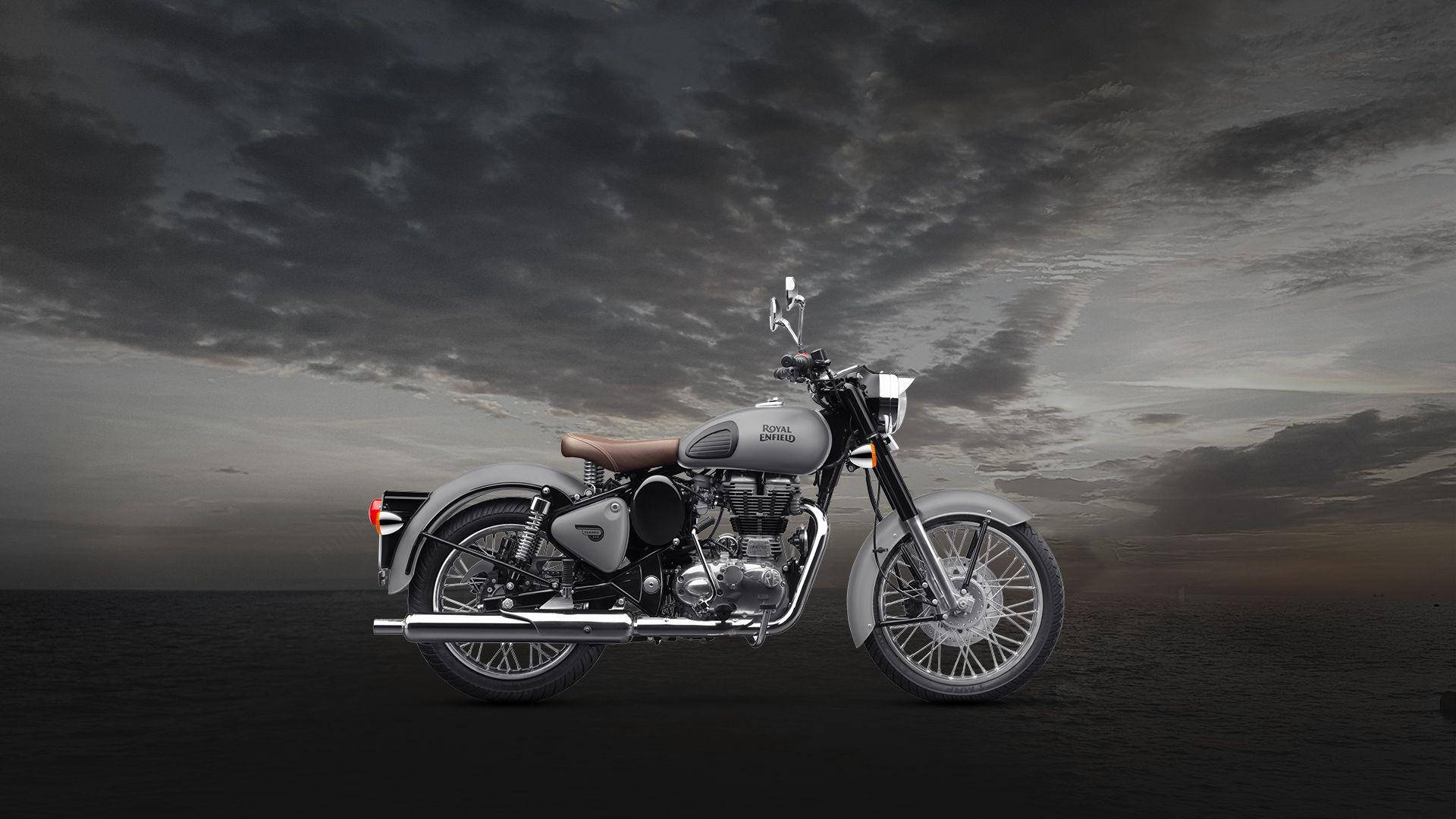 Caption: Majestic Classic 350 Royal Enfield In Hd Background