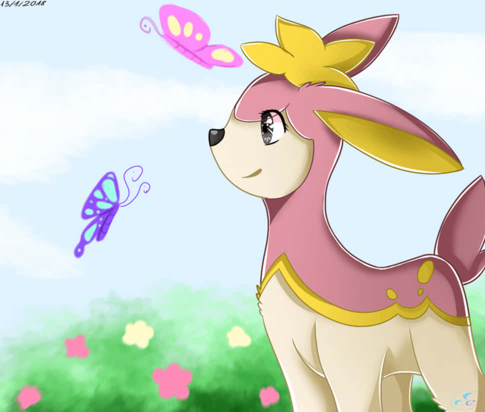 Caption: Majestic Deerling Basking In The Vibrant Fall Colors. Background